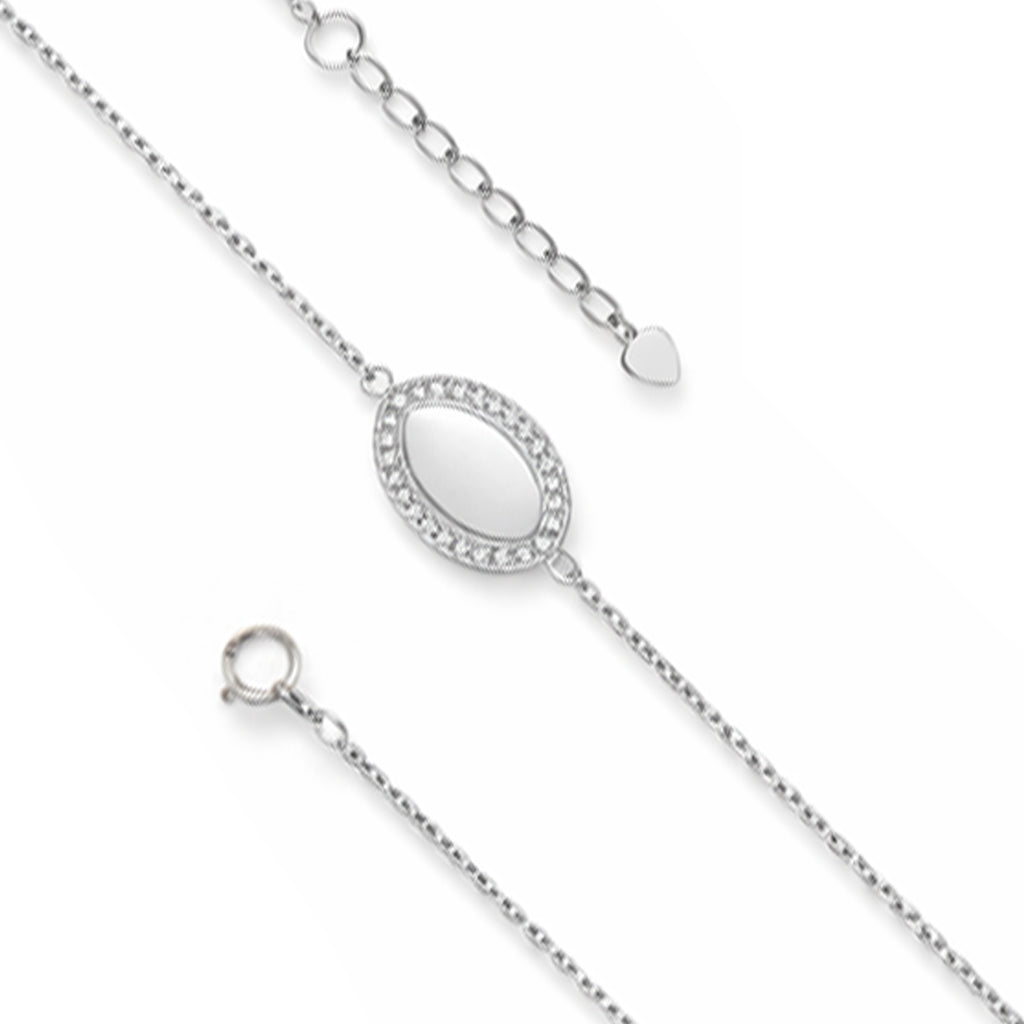 Sparkling Oval Crystal 925 Sterling Silver Bracelet for women