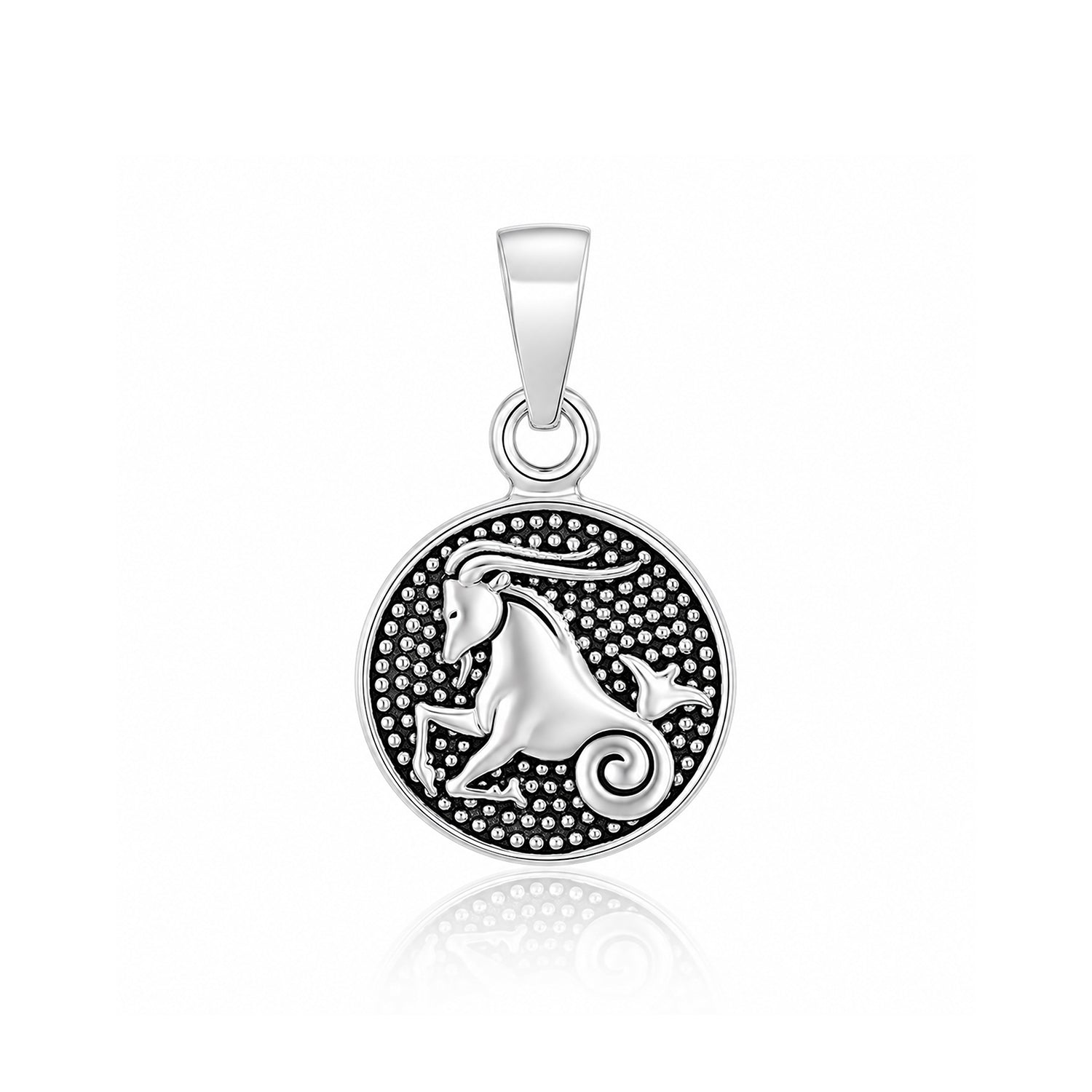 Capricorn Zodiac Medallion 925 Sterling Silver Pendant