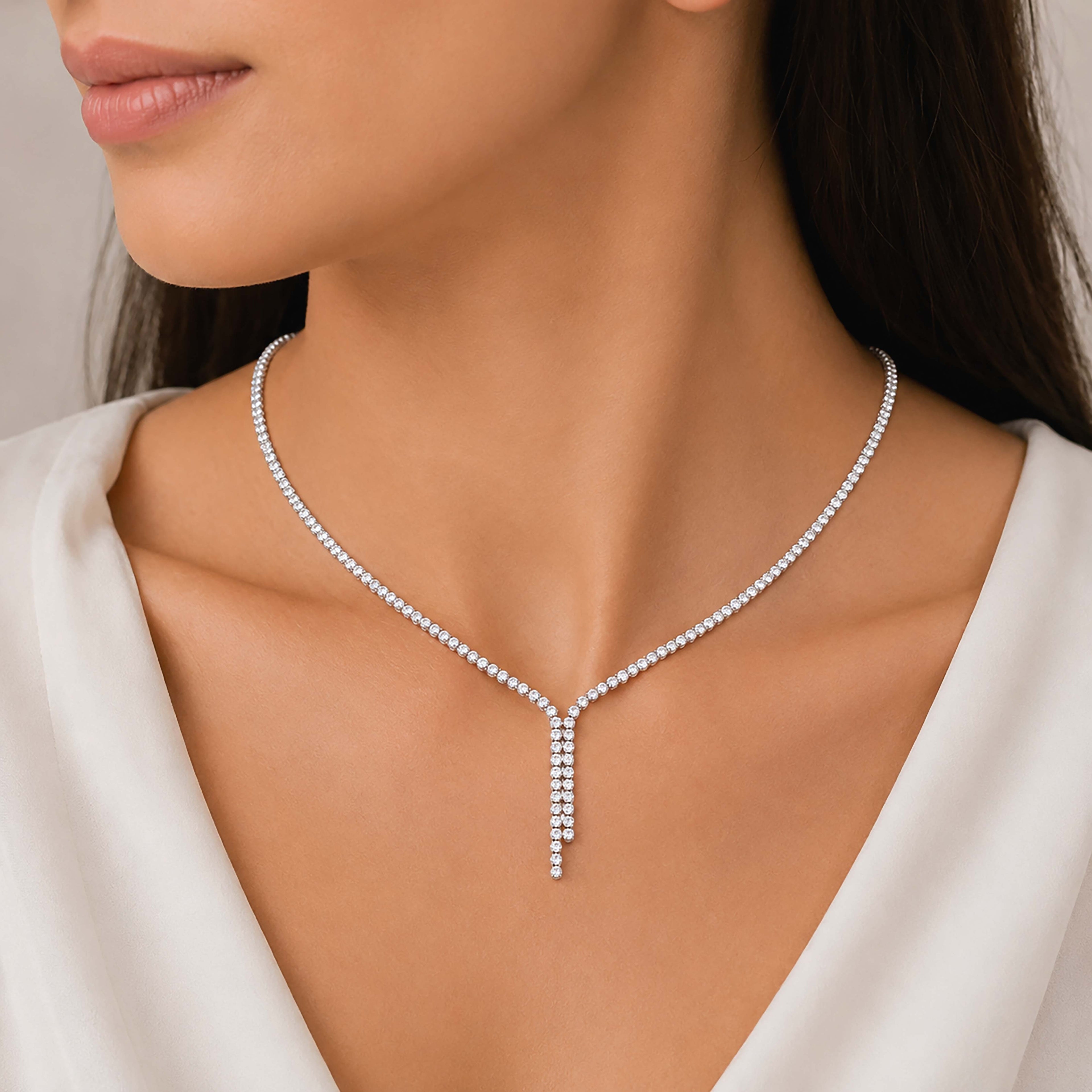 Celeste Cascade Silver Drop Necklace