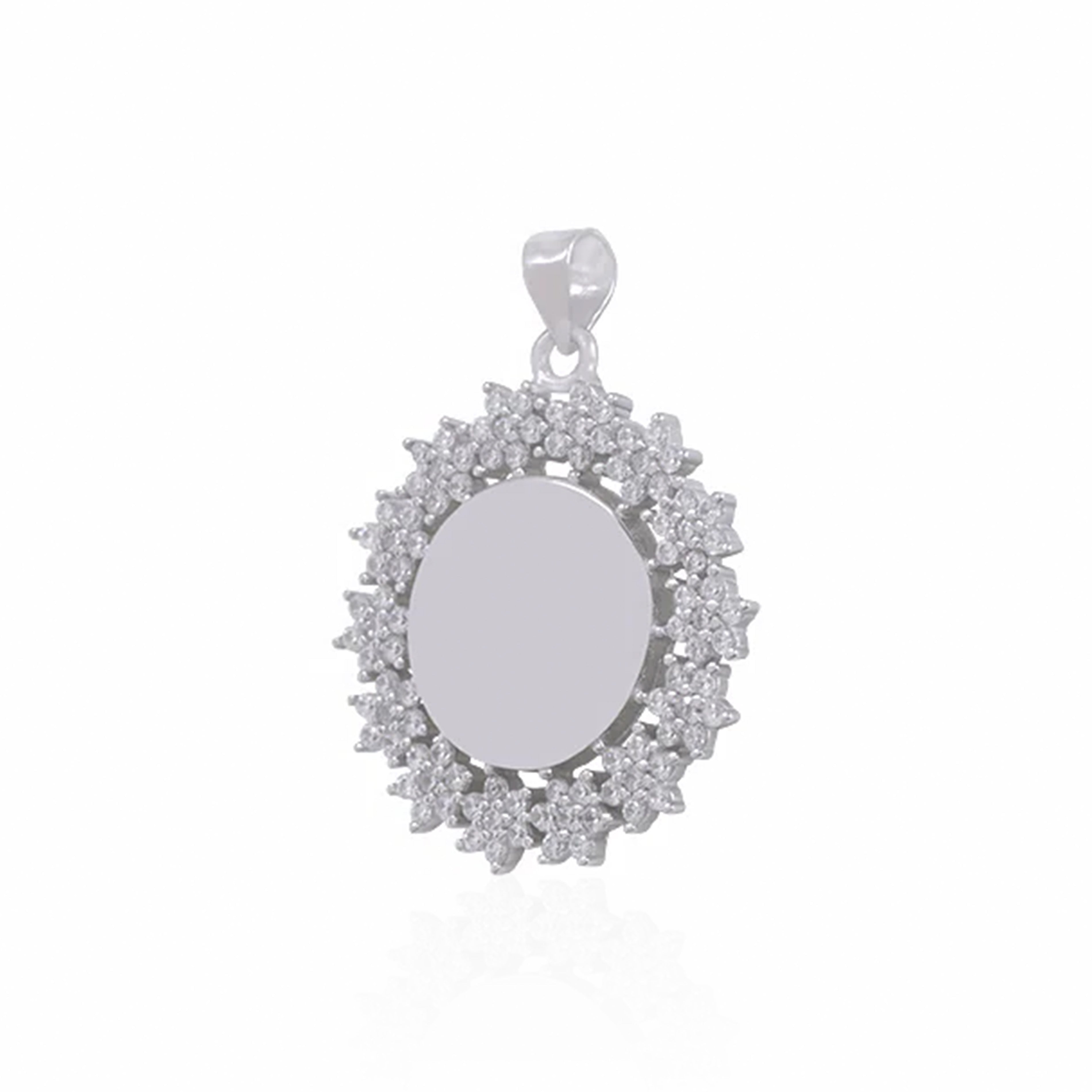 Celestial Bloom 925 Sterling Silver Stone Frame Pendant