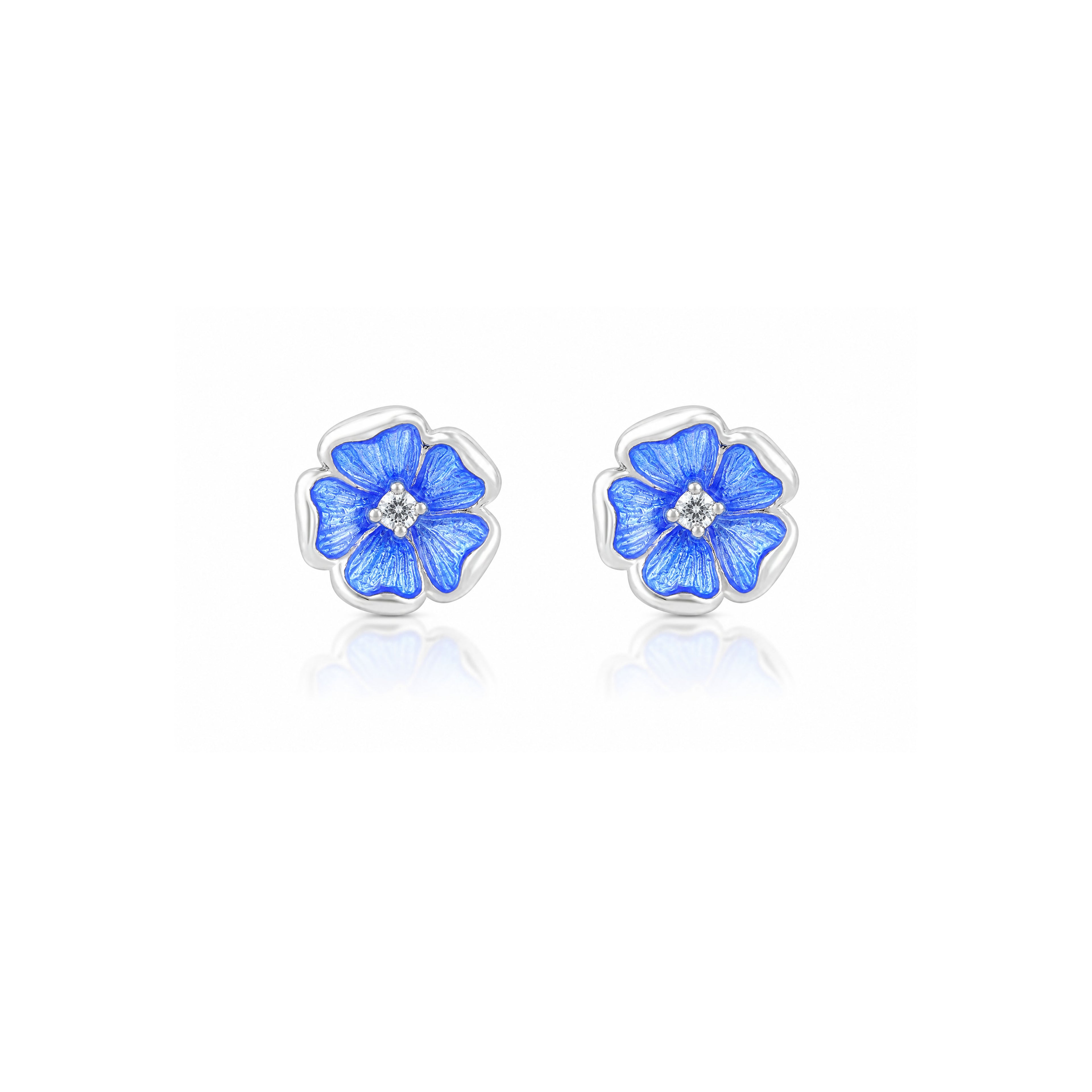 Celestial Blue Petals 925 Sterling Silver Stud Earrings
