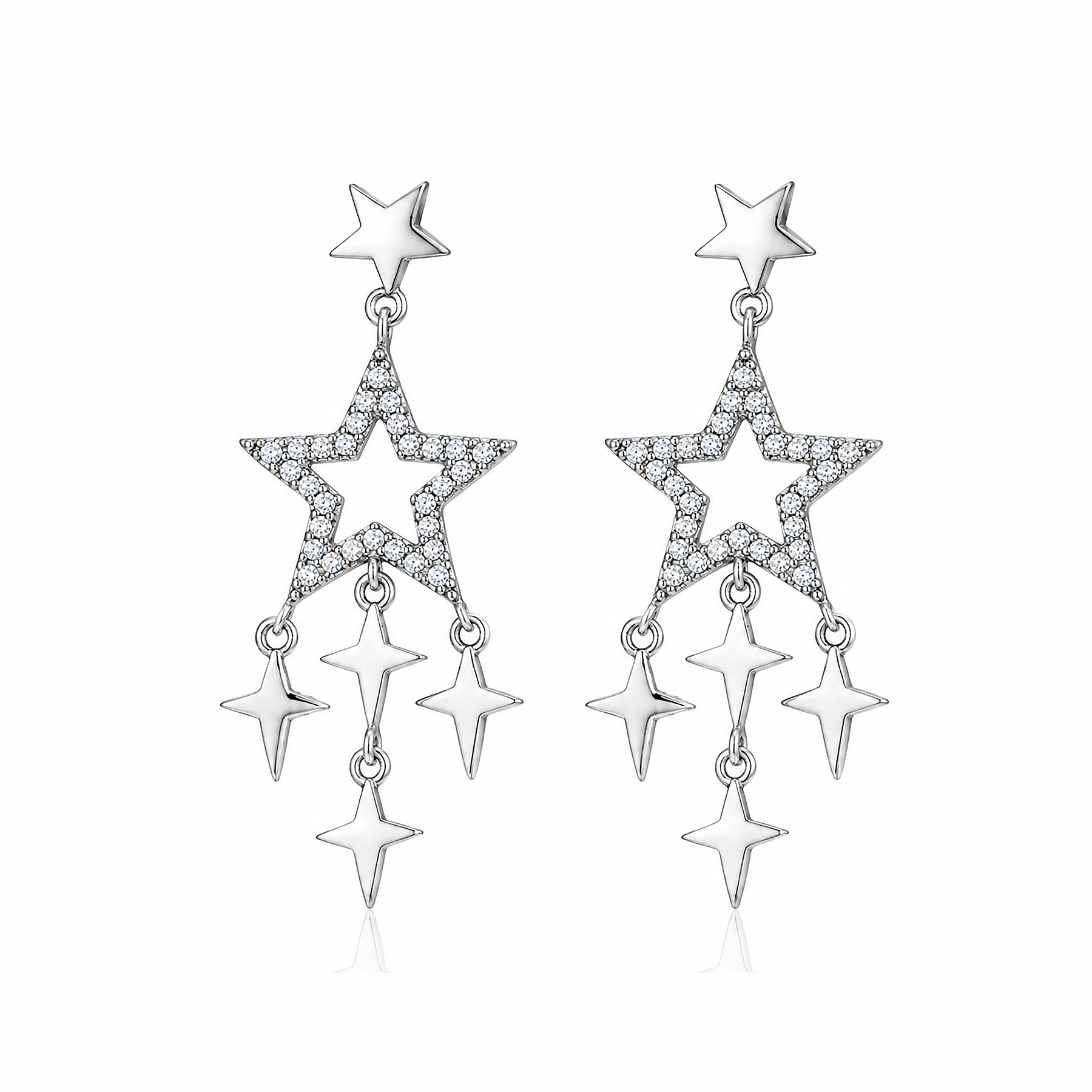 Celestial Meteor Shower Silver Earrings