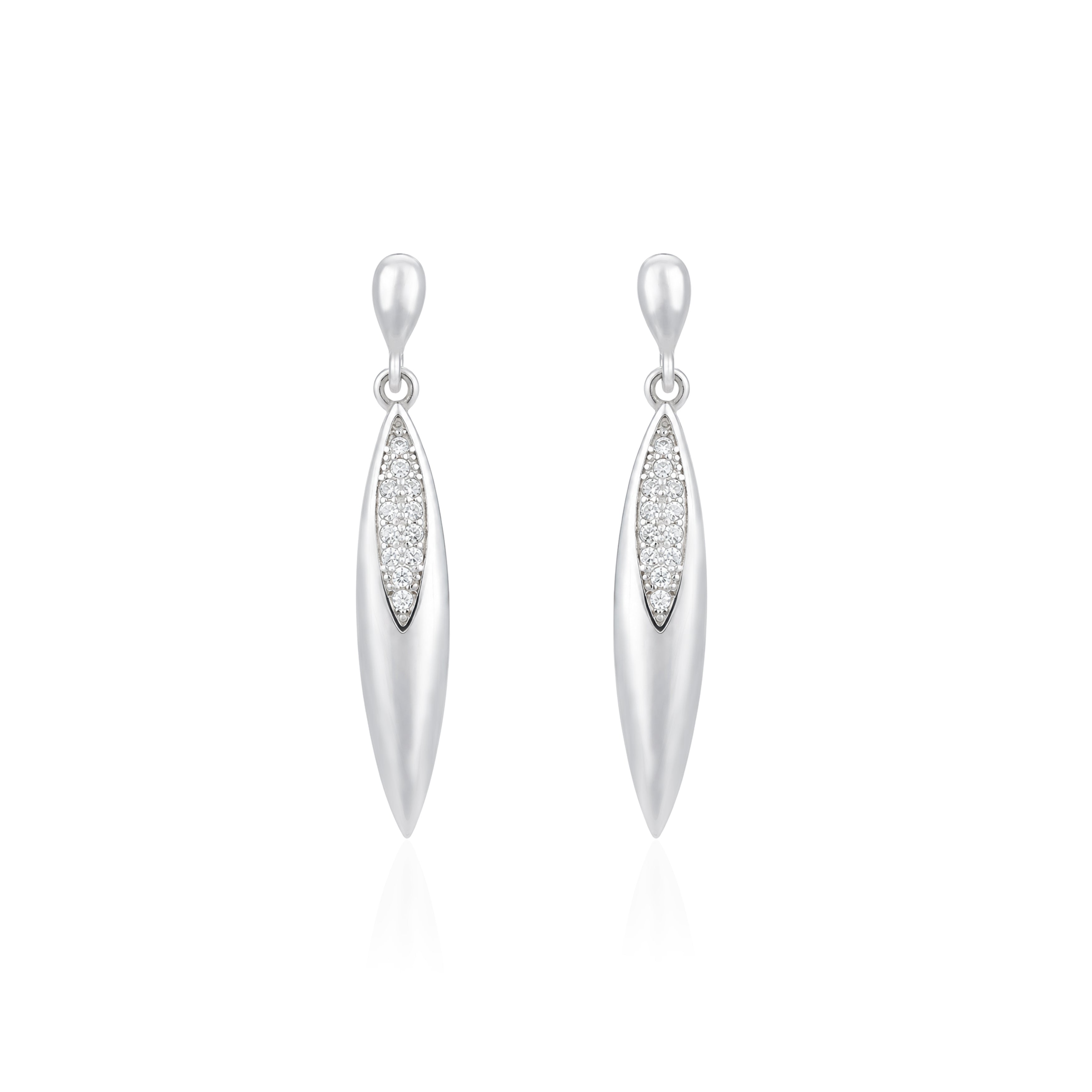 Celestial Silver Leaf Crystal Elegant Statement Drop Earring