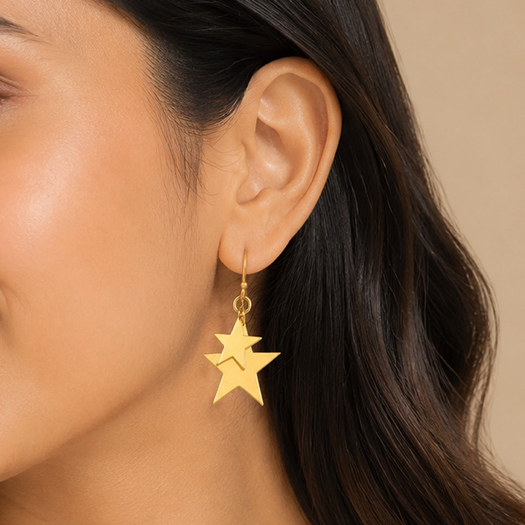 Celestial Star Drop 925 Sterling Silver Elegant Earrings