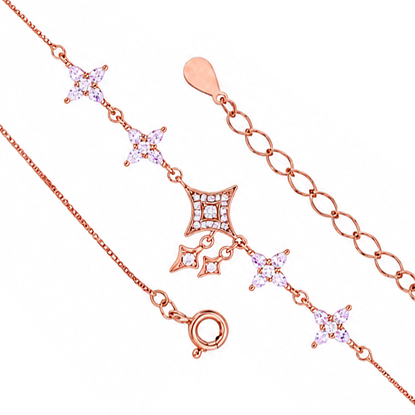 Celestial Star Charm Rose Gold Plated Silver Anklets