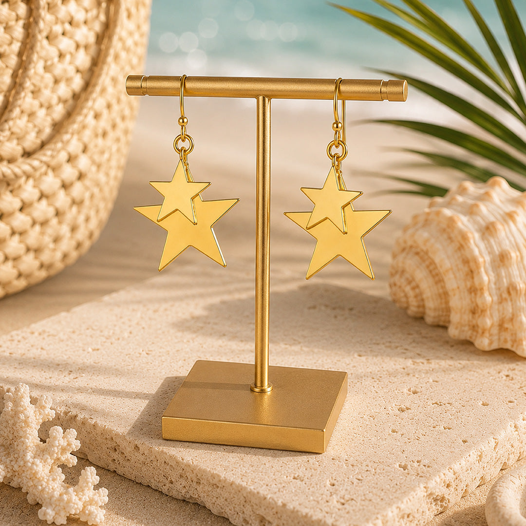 Celestial Star Drop 925 Sterling Silver Elegant Earrings