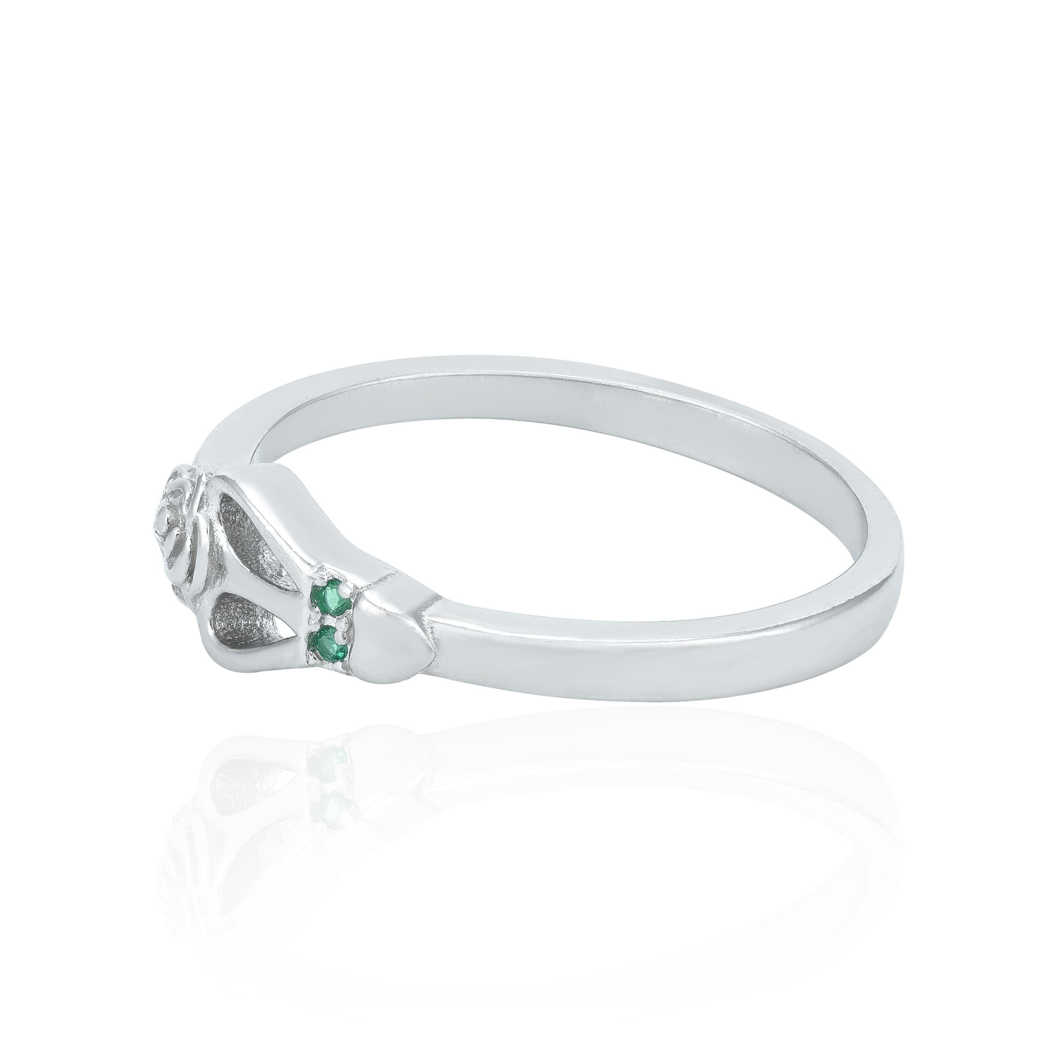 Charming Rose Green Stone 925 Sterling Silver Ring for Women