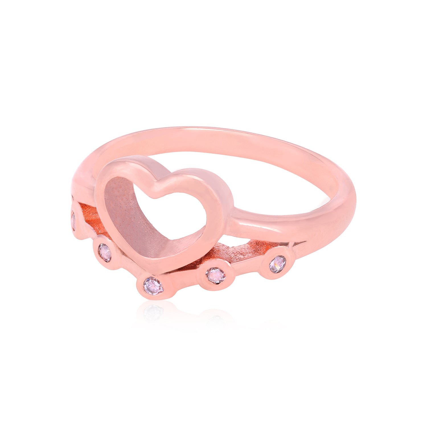 Chic Heart Stone Crafted Layer Rose Gold Plated 925 Rings