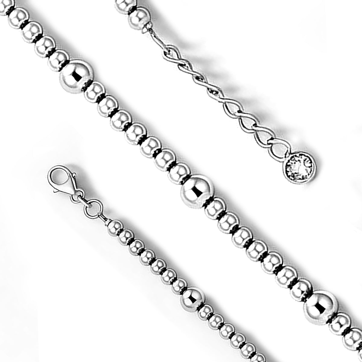 Classic Beaded Ball Strand Sterling Silver Bracelet