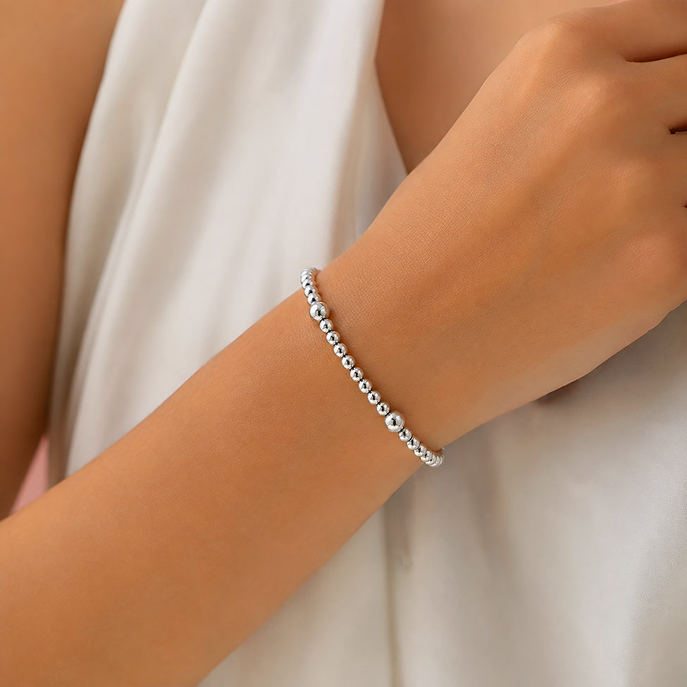 Classic Beaded Ball Strand Sterling Silver Bracelet