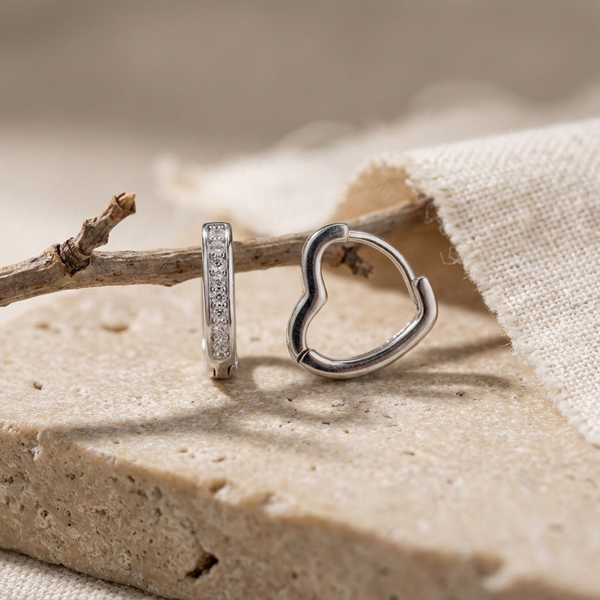 Classic Heart Hoop 925 Sterling Silver Earrings for Women