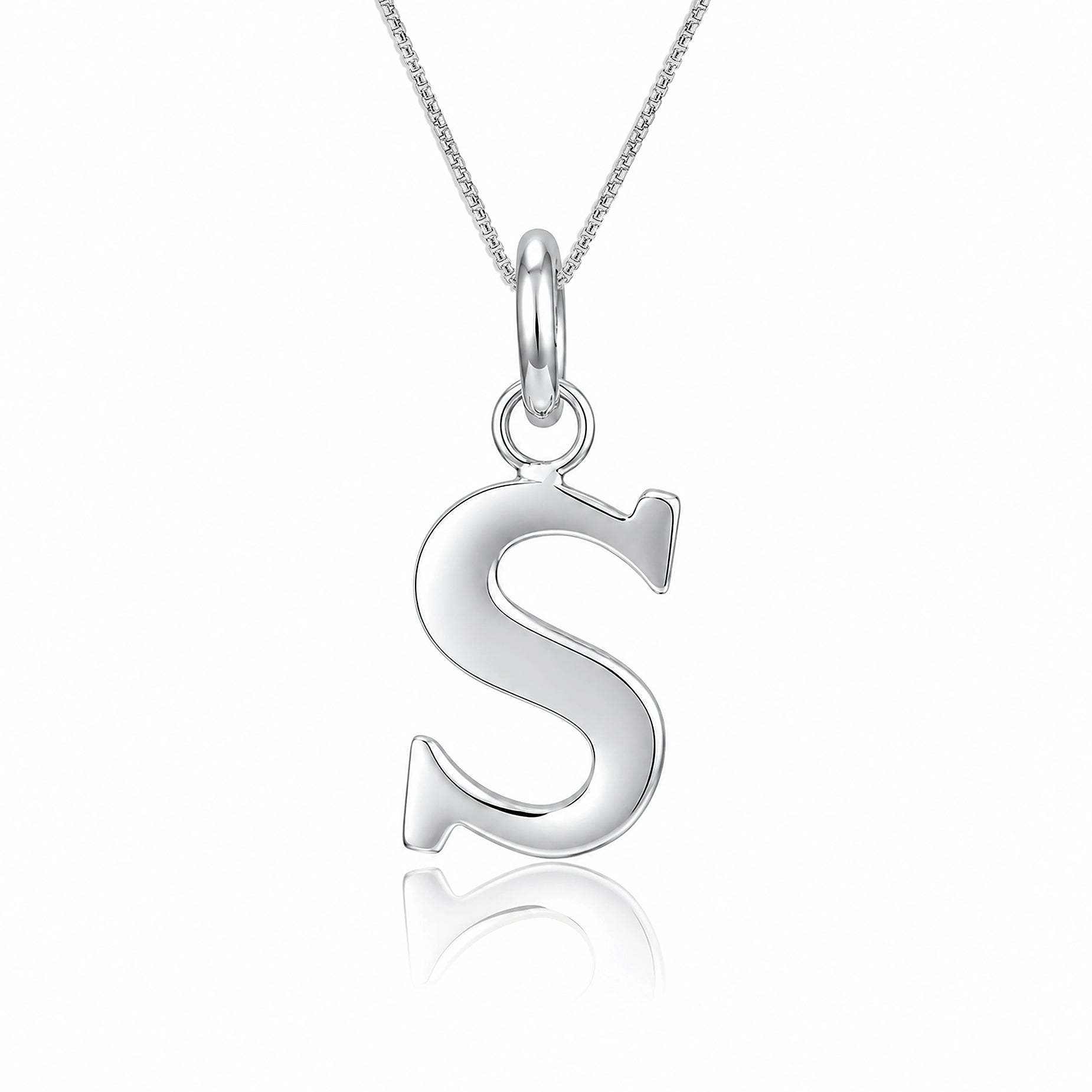 Classic Letter S 925 Sterling Silver Charm Pendant
