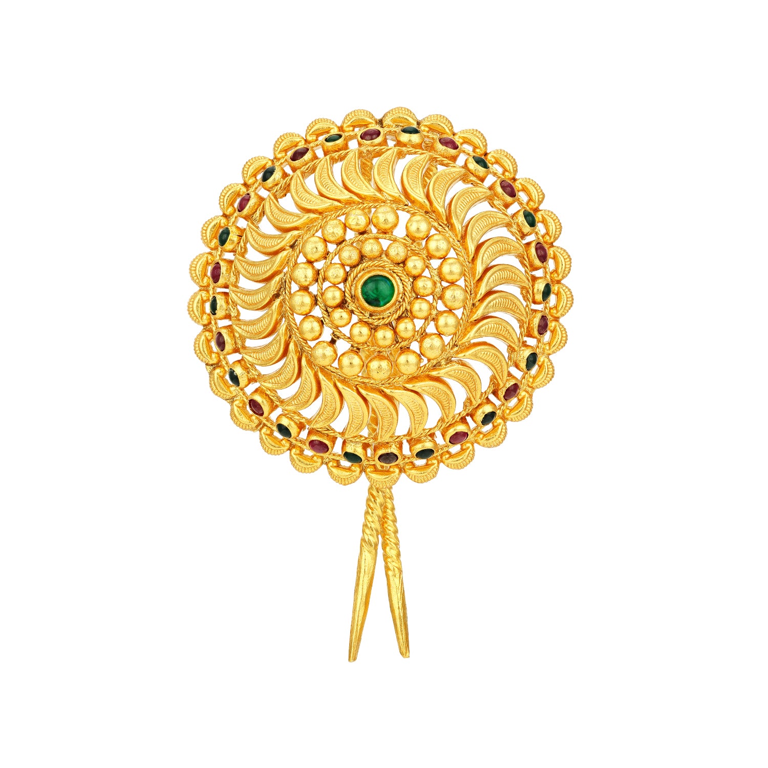 Classic Green Bloom Temple 925 Sterling Silver Jada Pin for Women