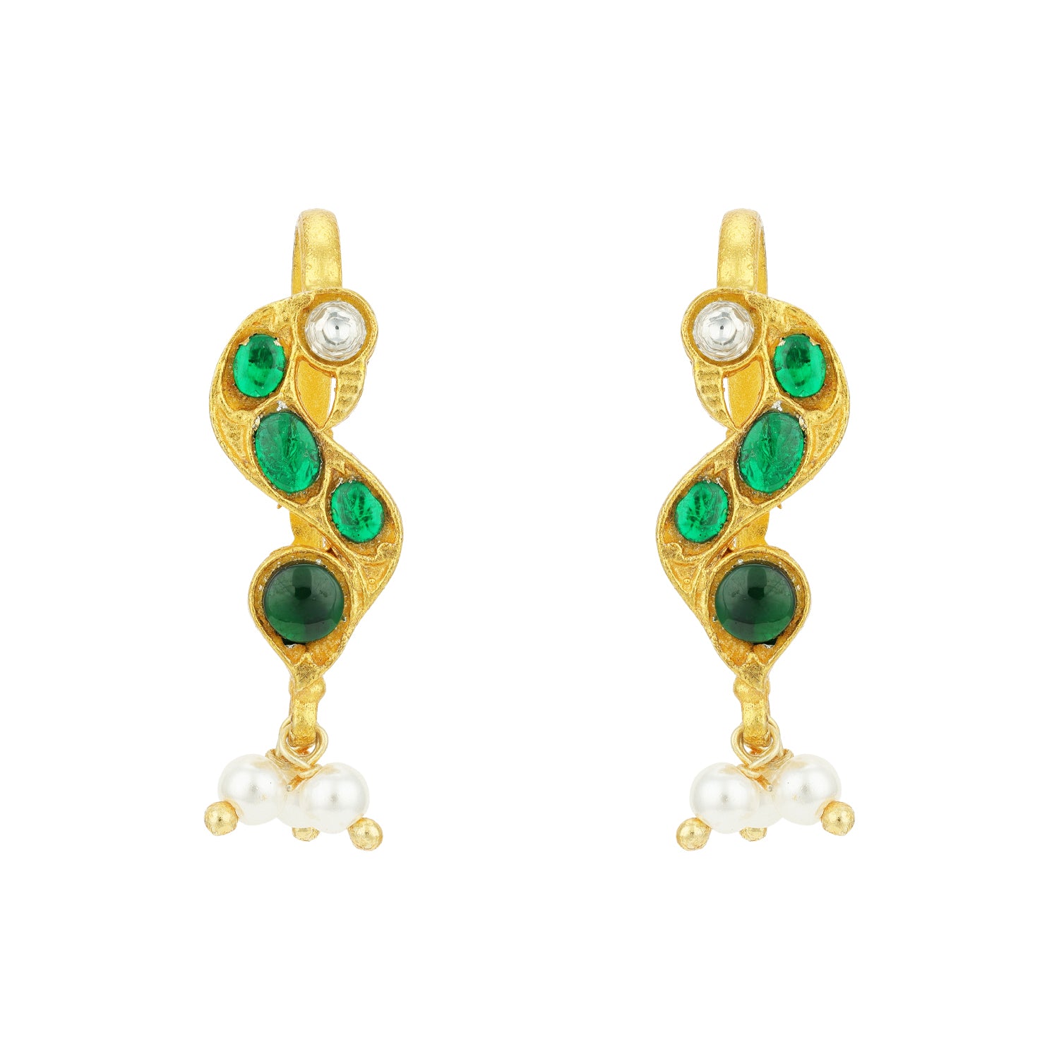 Classic Green Stone Peacock Head 925 Sterling Silver Pearl Drop Earrings for Women