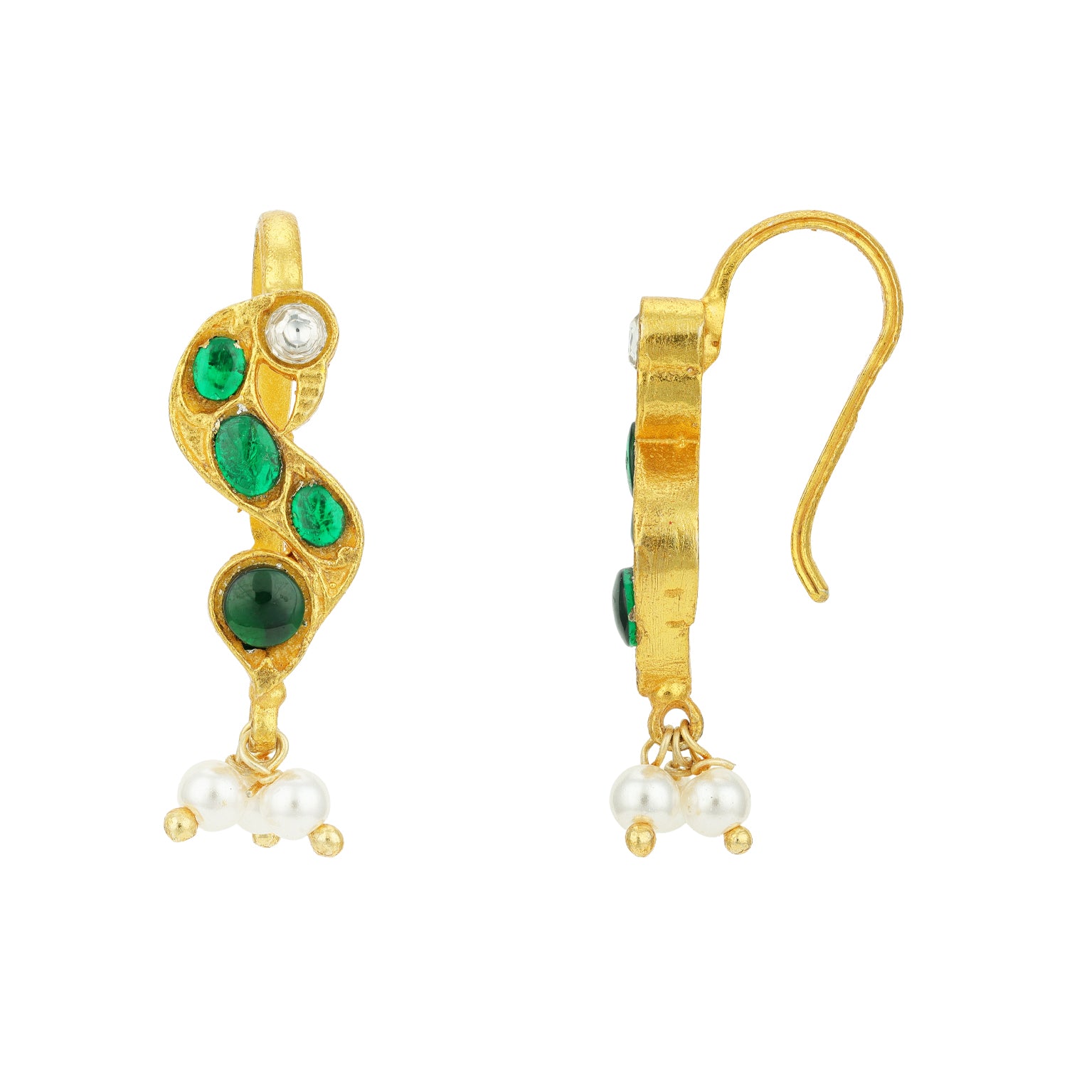Classic Green Stone Peacock Head 925 Sterling Silver Pearl Drop Earrings for Women