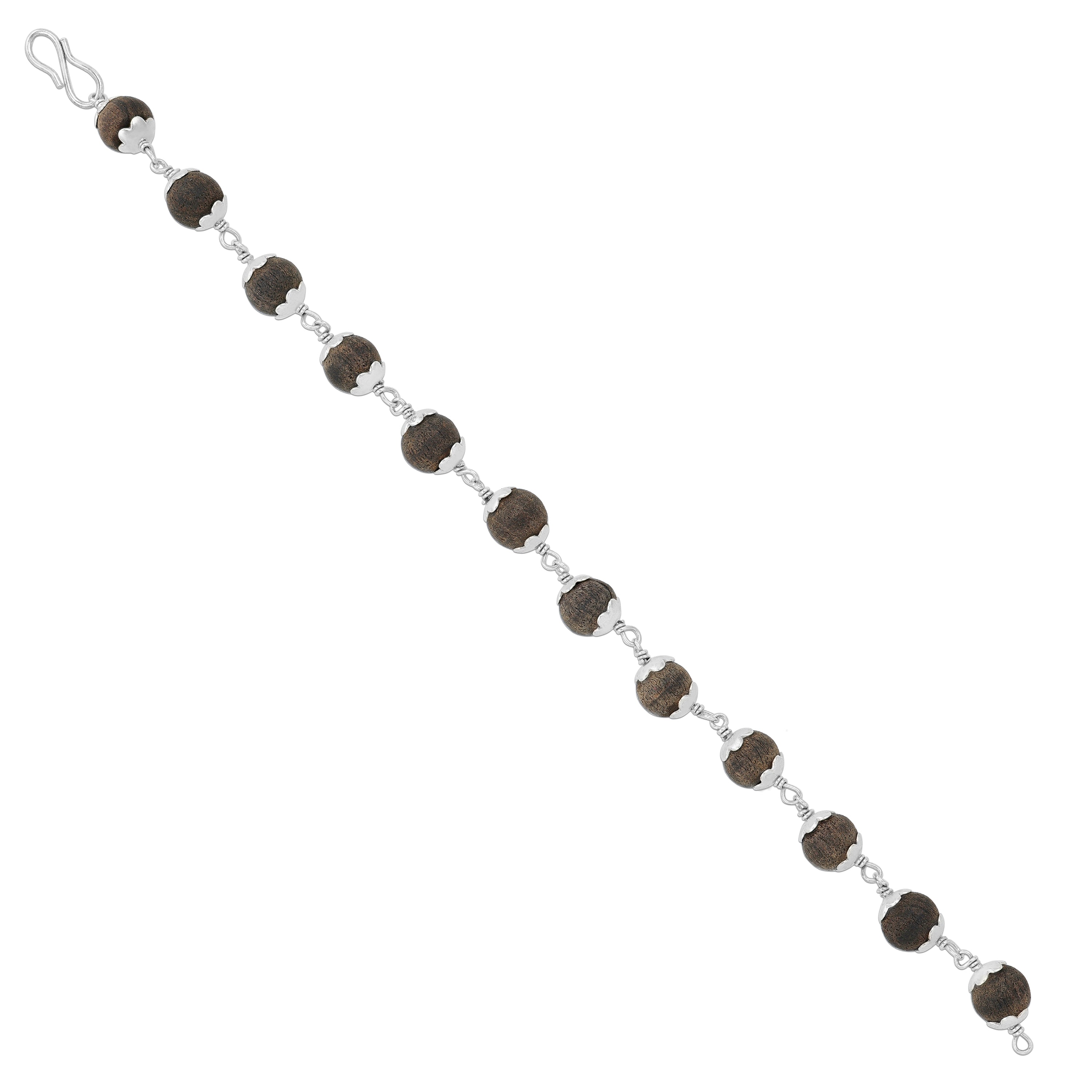 Classic Karungali Bead 925 Sterling Silver Bracelet For Men