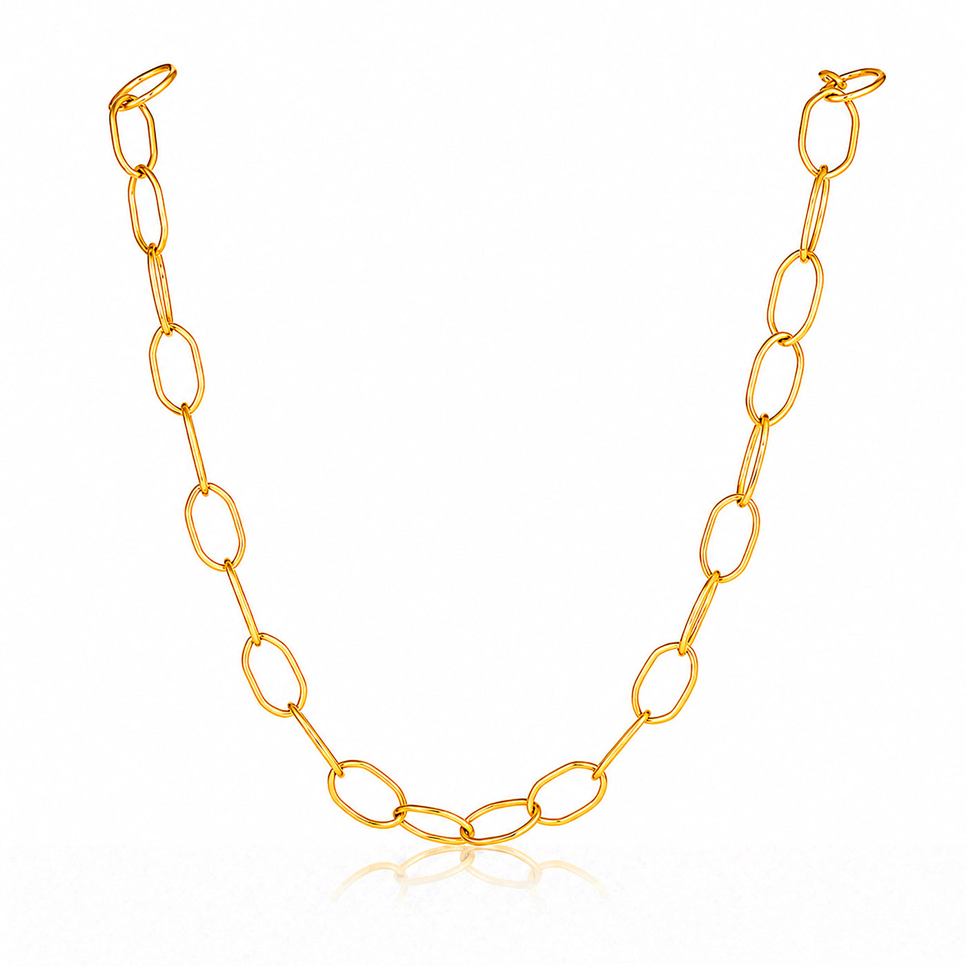 Classic Oval Paperclip 18K Gold Plated Chain Necklace