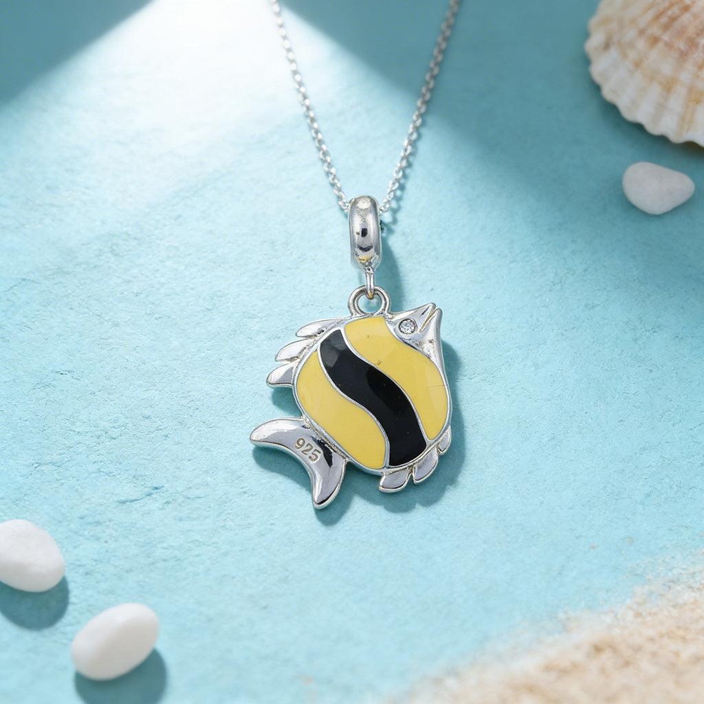 Coastal Inspired Fish 925 Sterling Silver Pendant