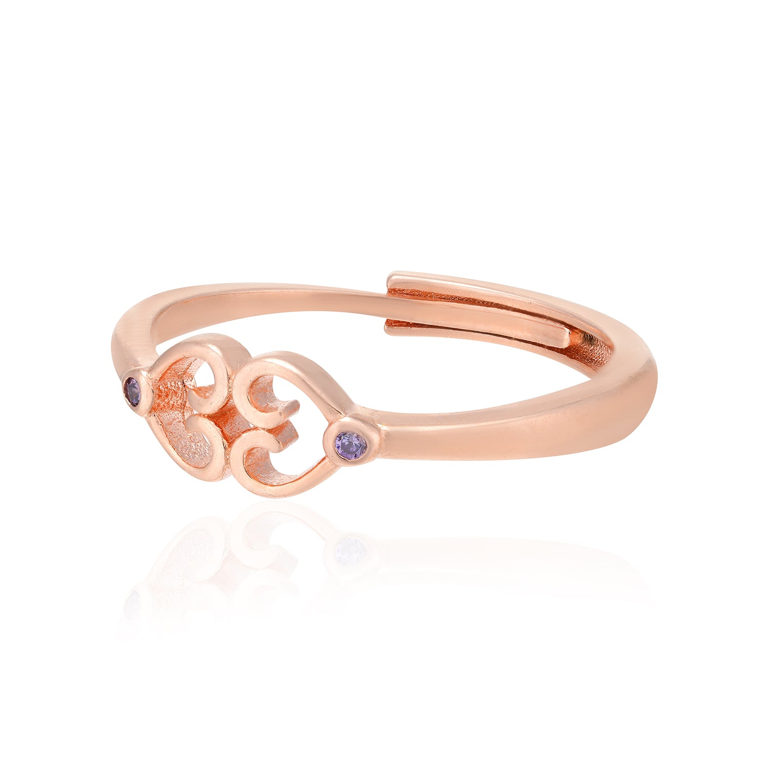 Connected Hearts 925 Rose Gold Purple Stone Rings