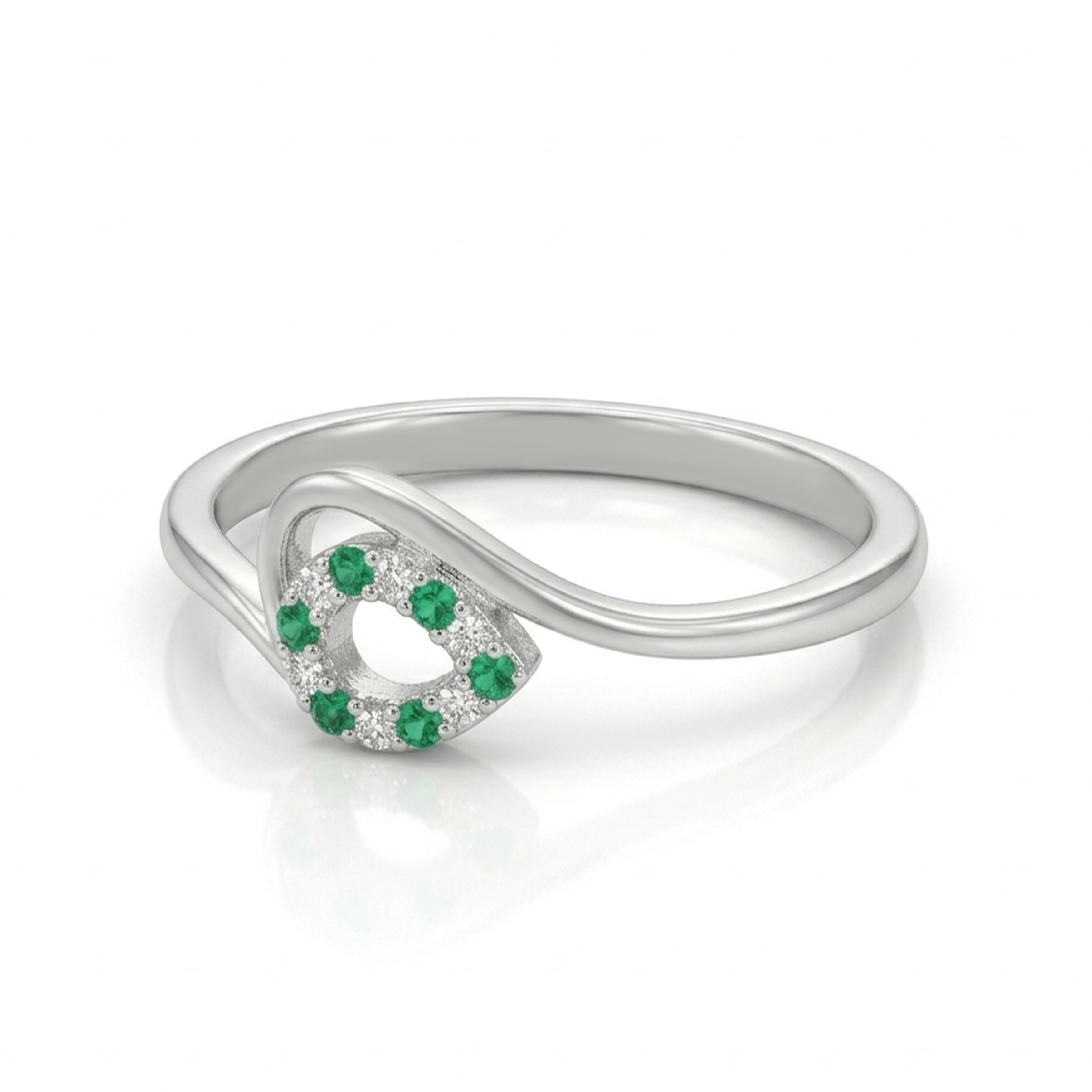 Contemporary Swirl 925 Sterling Silver Teardrop Ring for Women