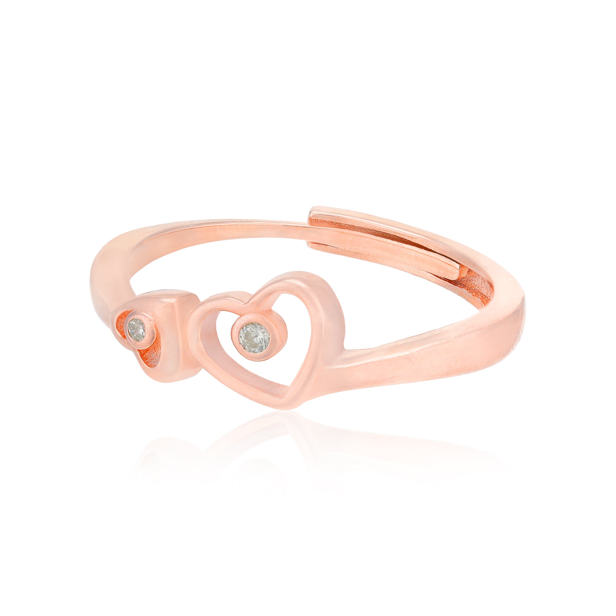 Contrast Paired Heart Rose Gold Yellow Stone Rings