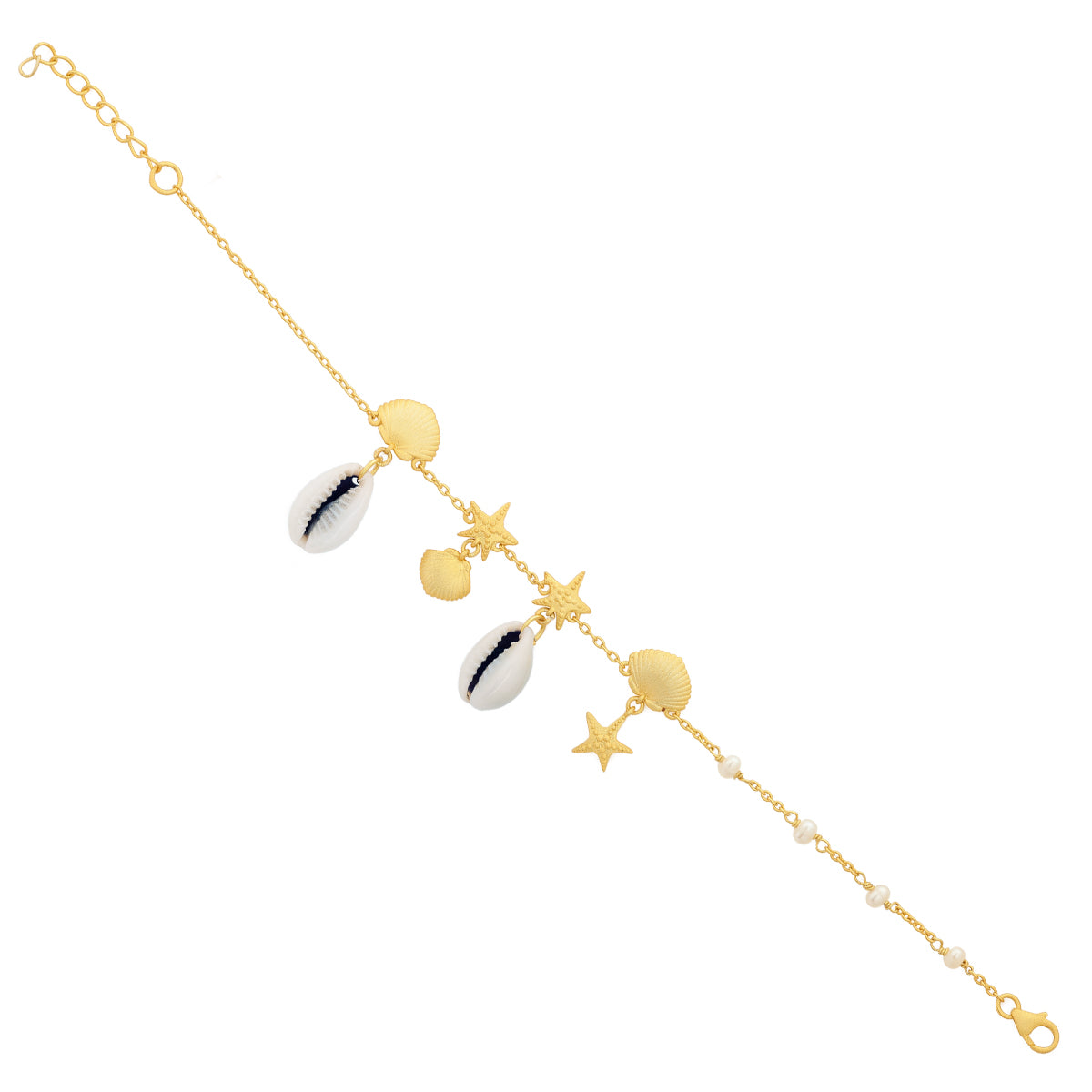 Cowrie Shoreline Sterling Silver Gold Plated Bracelet