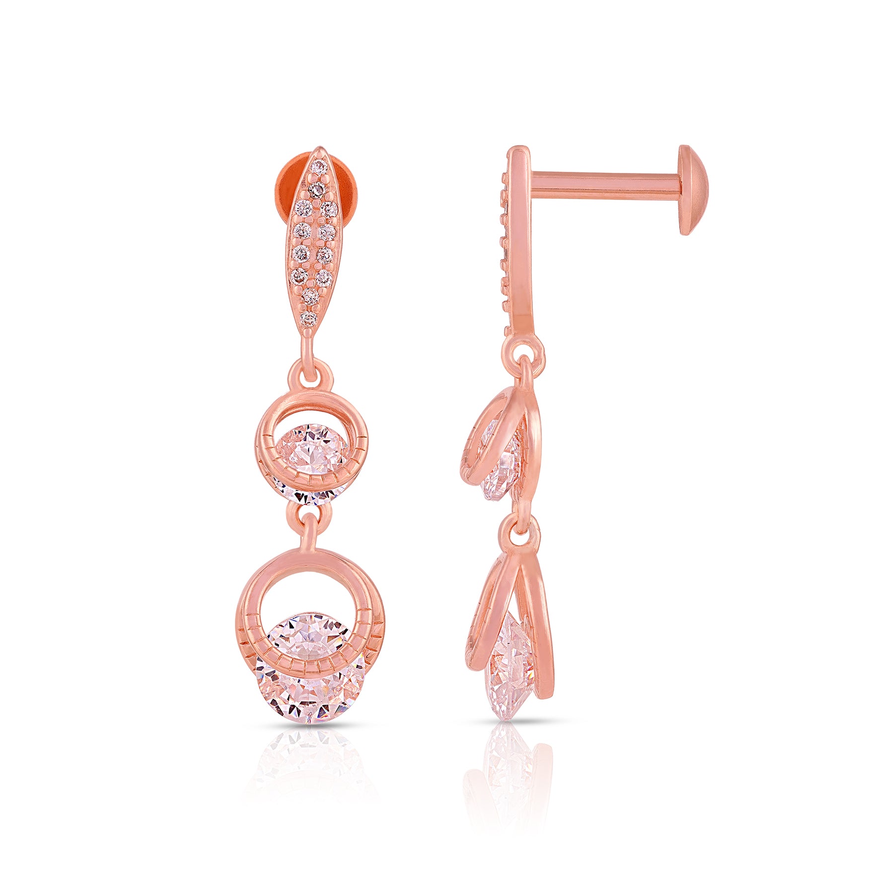 Crystal Glow 925 Sterling Silver Dual Dangle Earring for Women