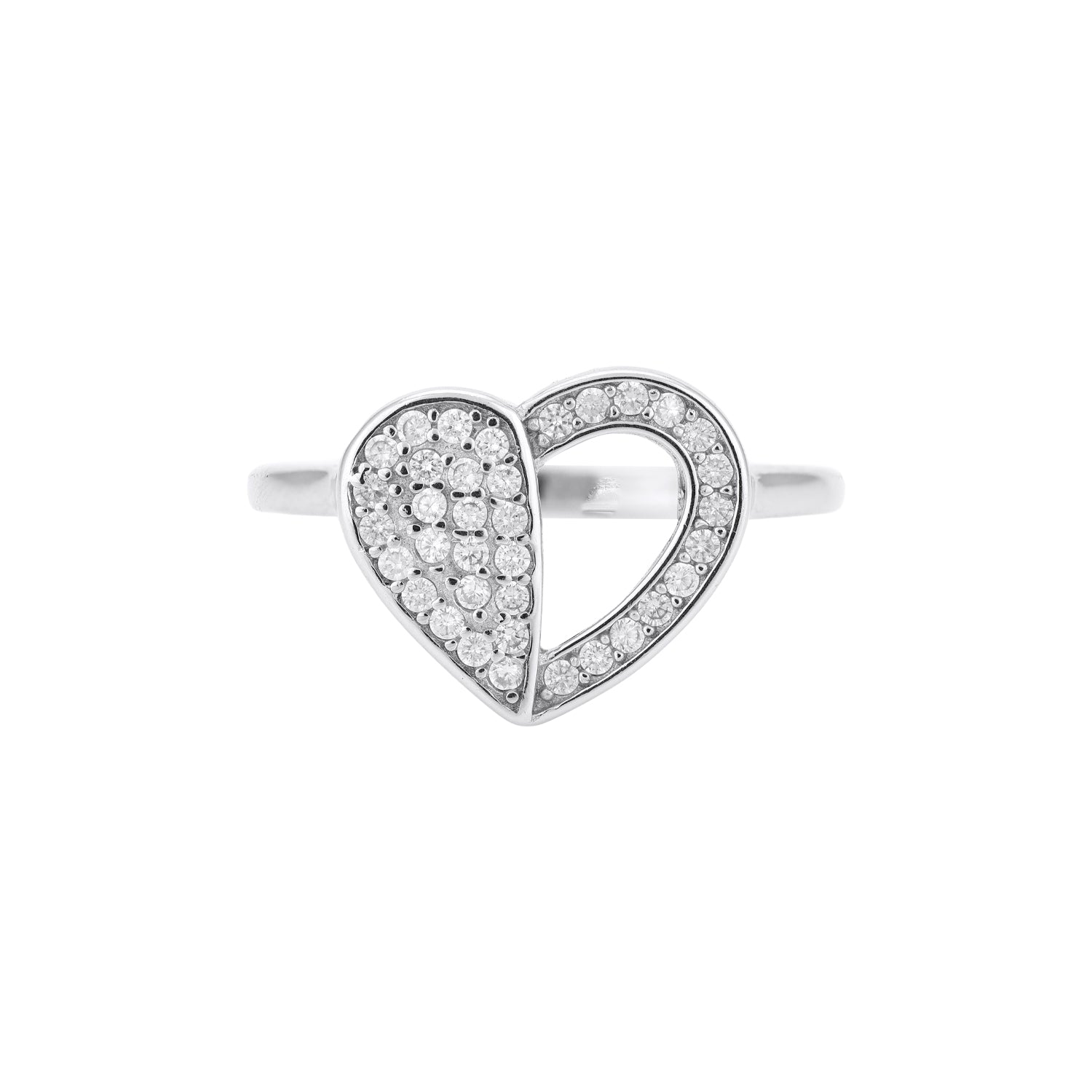 Crystal Heart 925 Sterling Silver rings for women