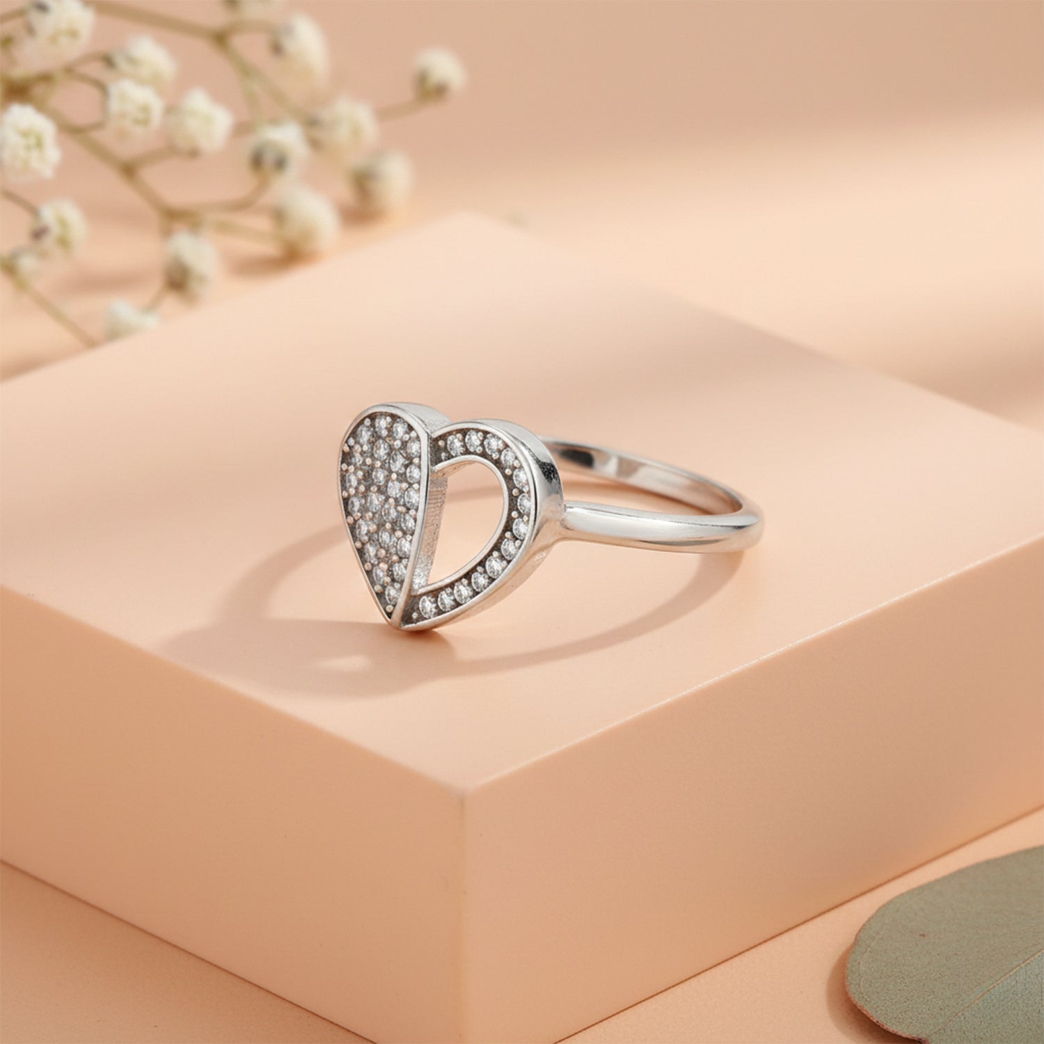 Crystal Heart 925 Sterling Silver rings for women