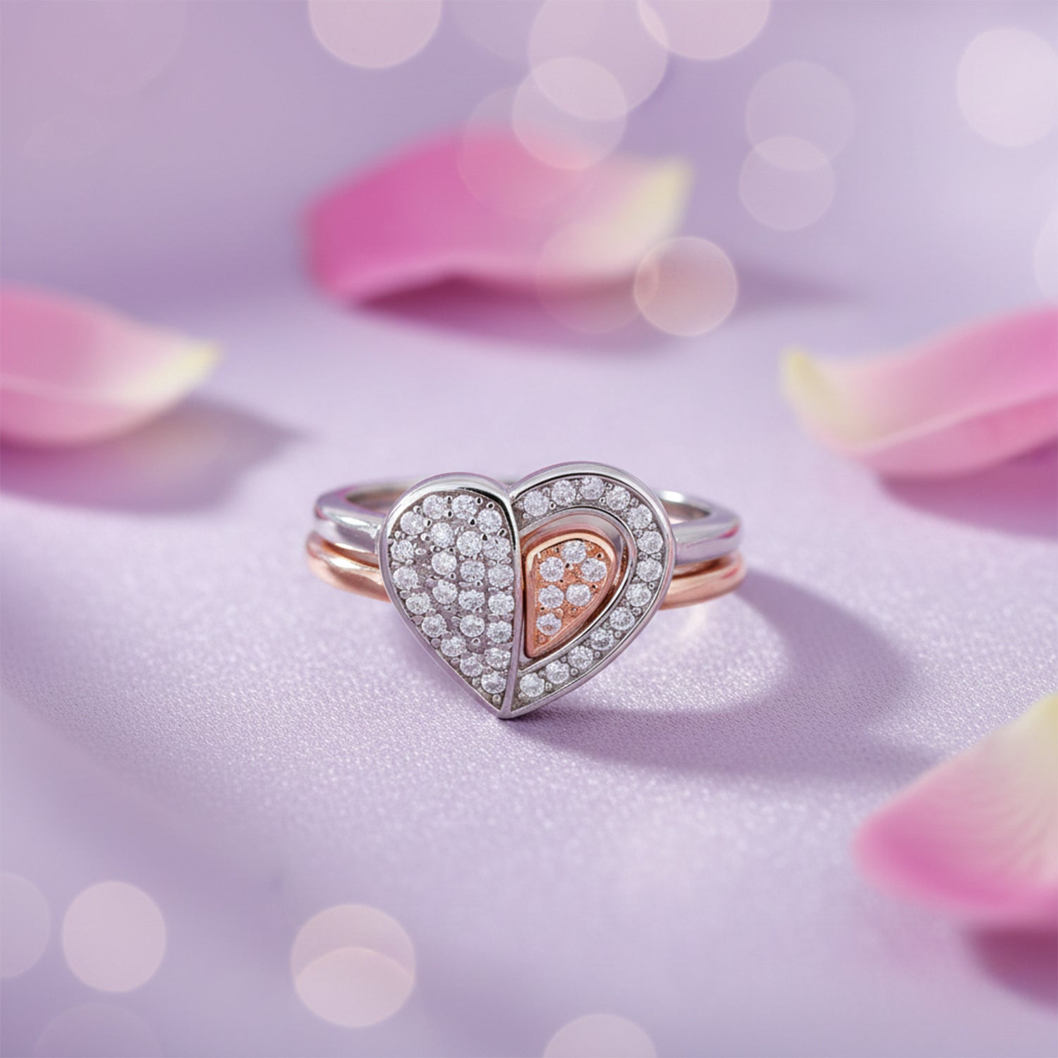 Crystal Heart 925 Sterling Silver rings for women