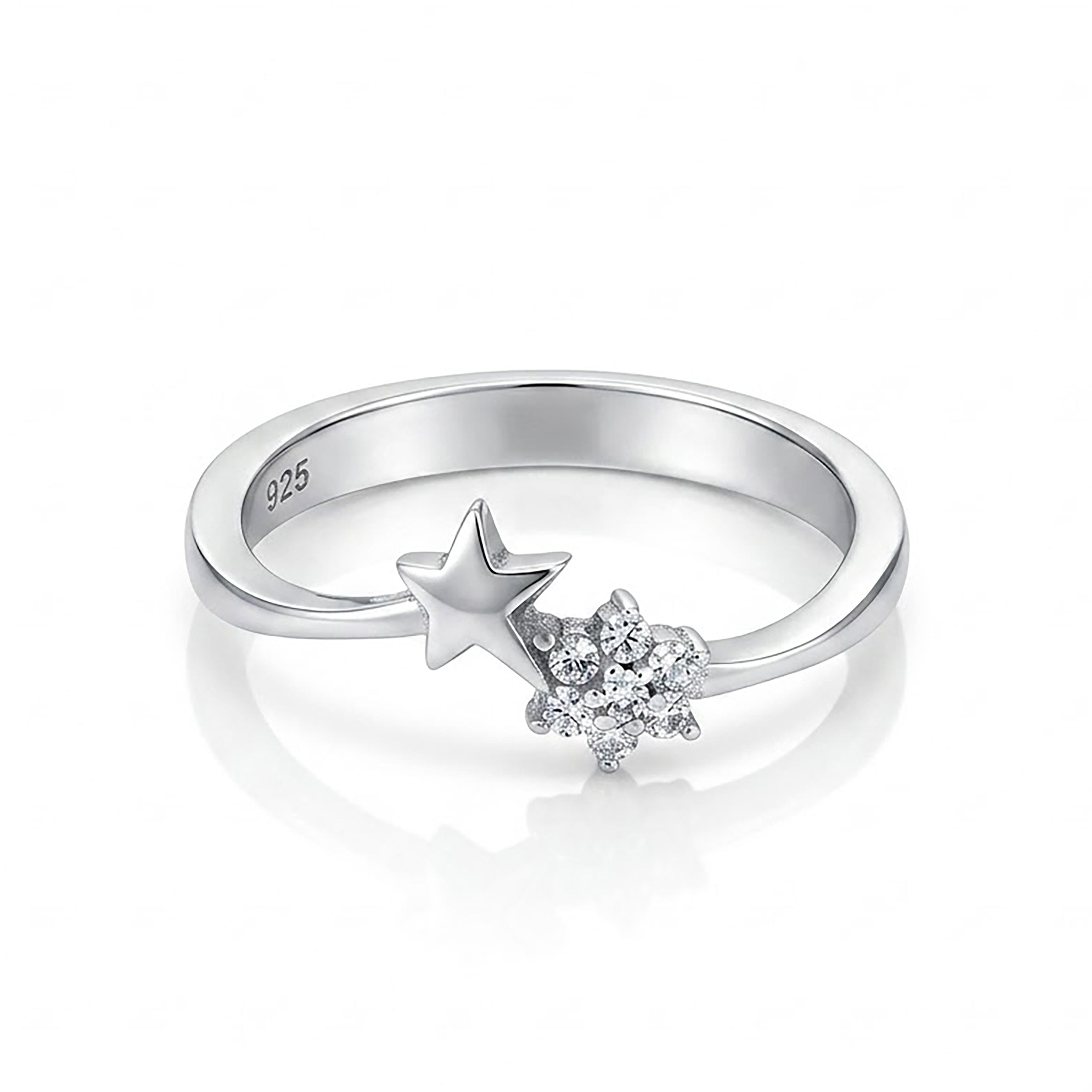 Crystal Cluster 925 Sterling Silver Designer Ring