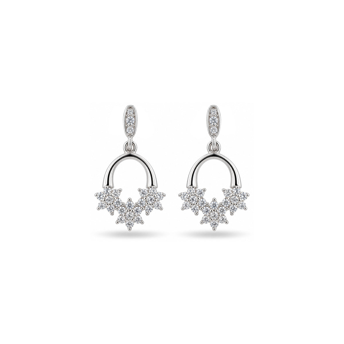 Crystal Floral Drop Sterling Silver Earring