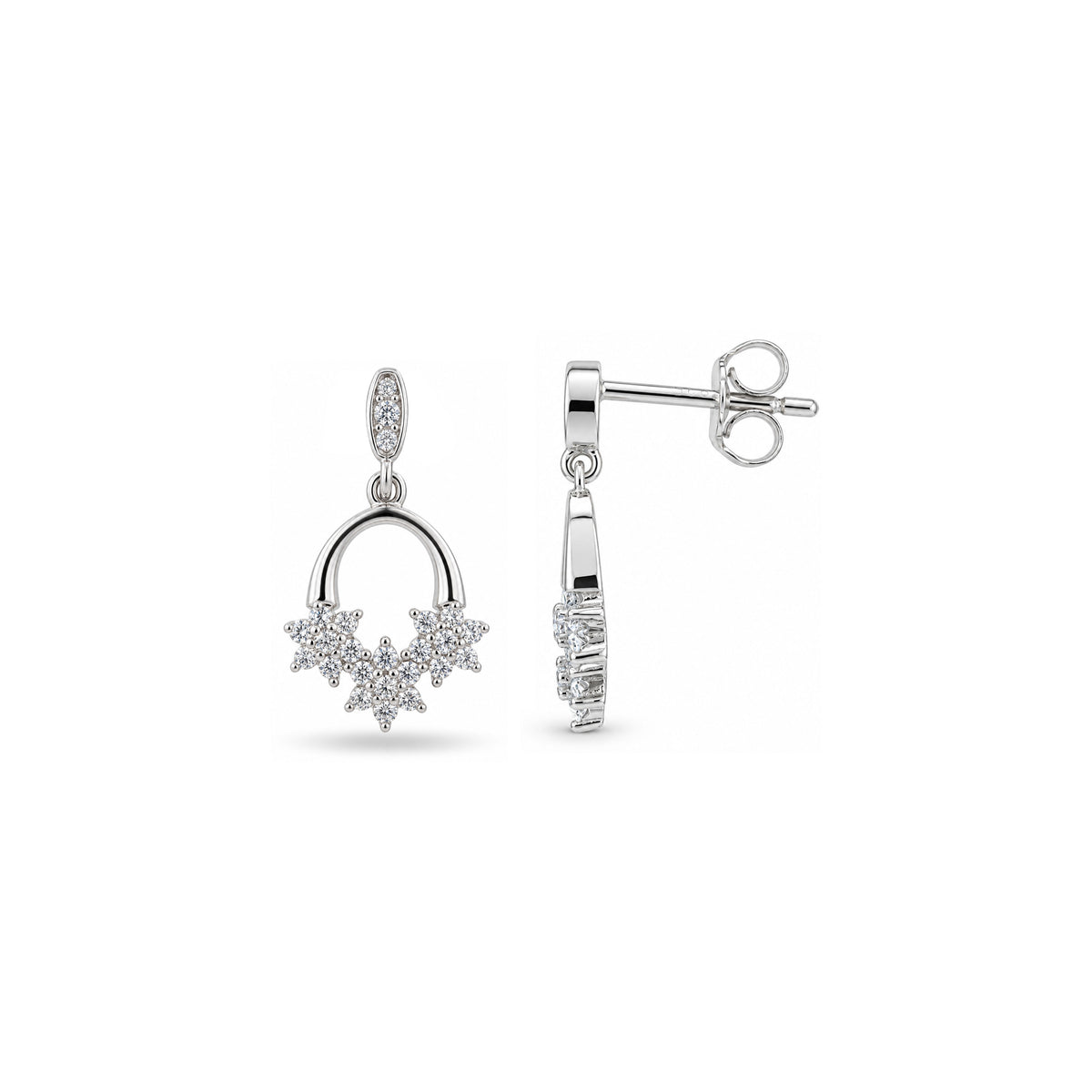 Crystal Floral Drop Sterling Silver Earring