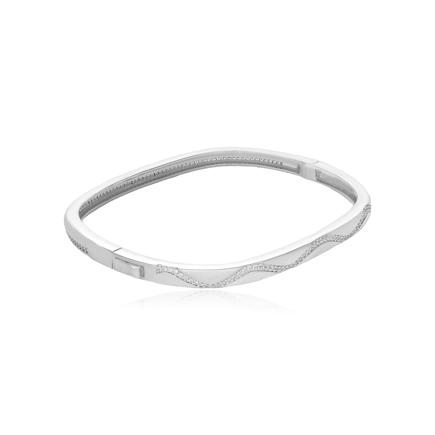 Crystal Flux Rhodium Plated Wavy Kada