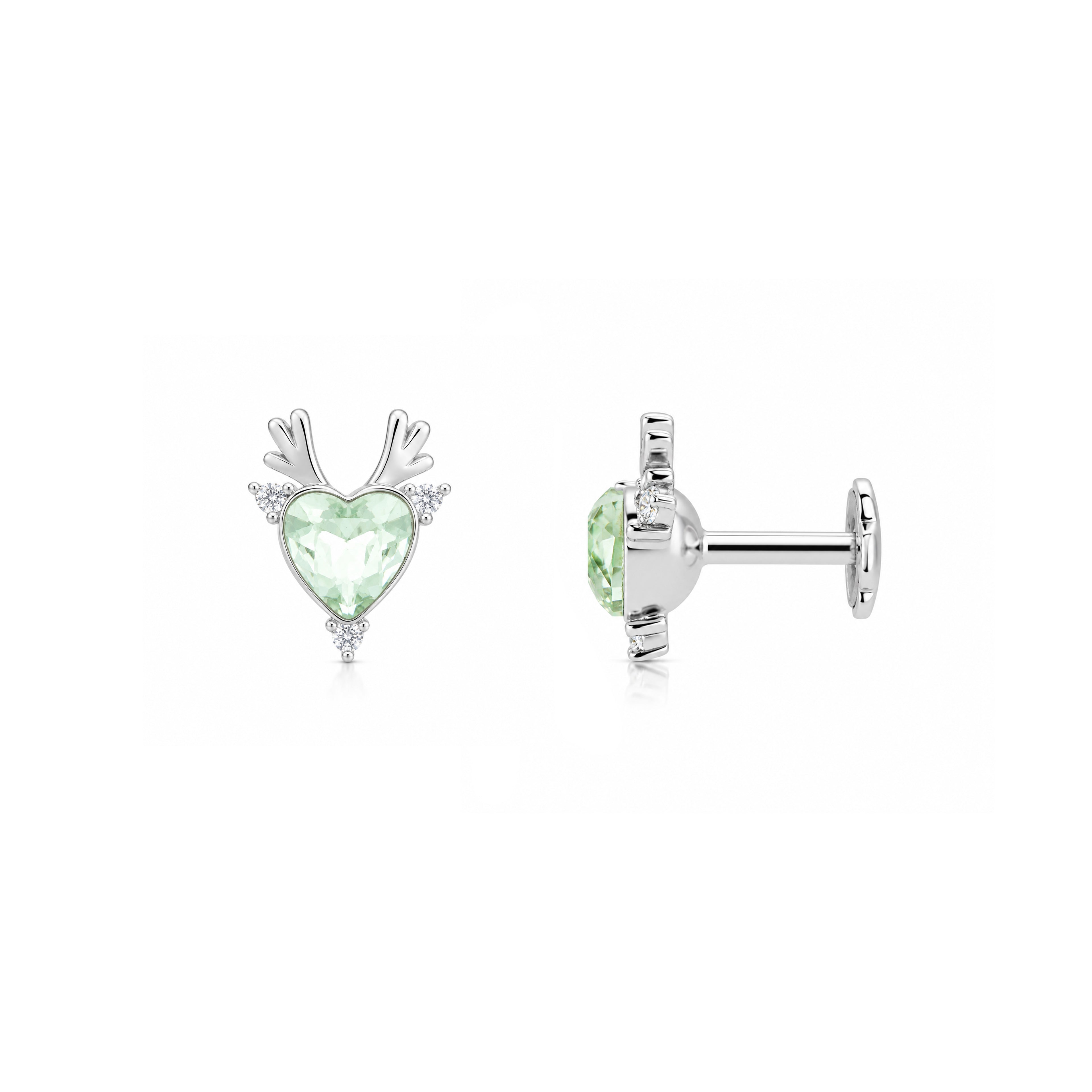 Crystal Forest Heart 925 Sterling Silver Designer Earrings