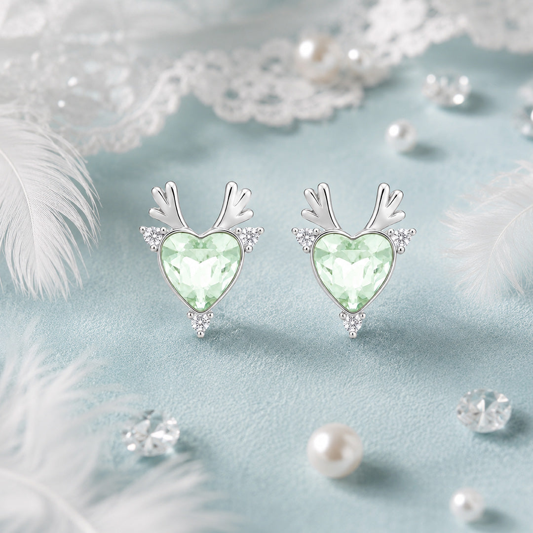 Crystal Forest Heart 925 Sterling Silver Designer Earrings