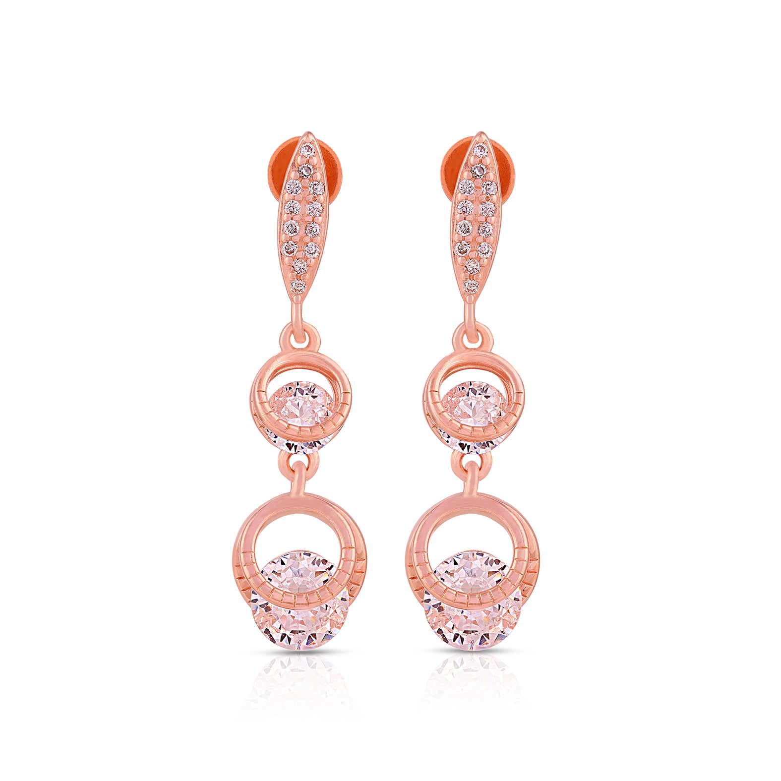 Crystal Glow 925 Sterling Silver Dual Dangle Earring for Women
