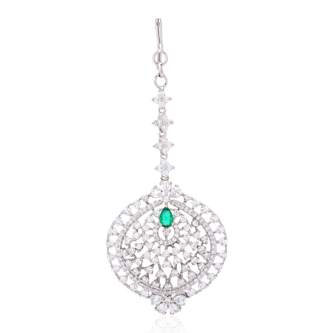 Crystal Green Sterling Silver Tikka