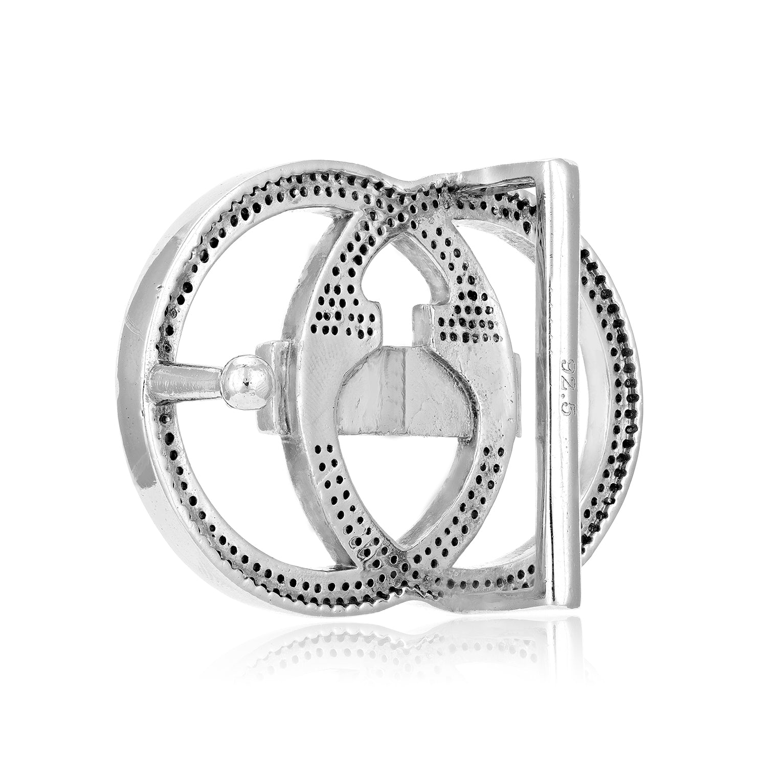 Crystal Interlocking Oval Sterling Silver Belt Buckle