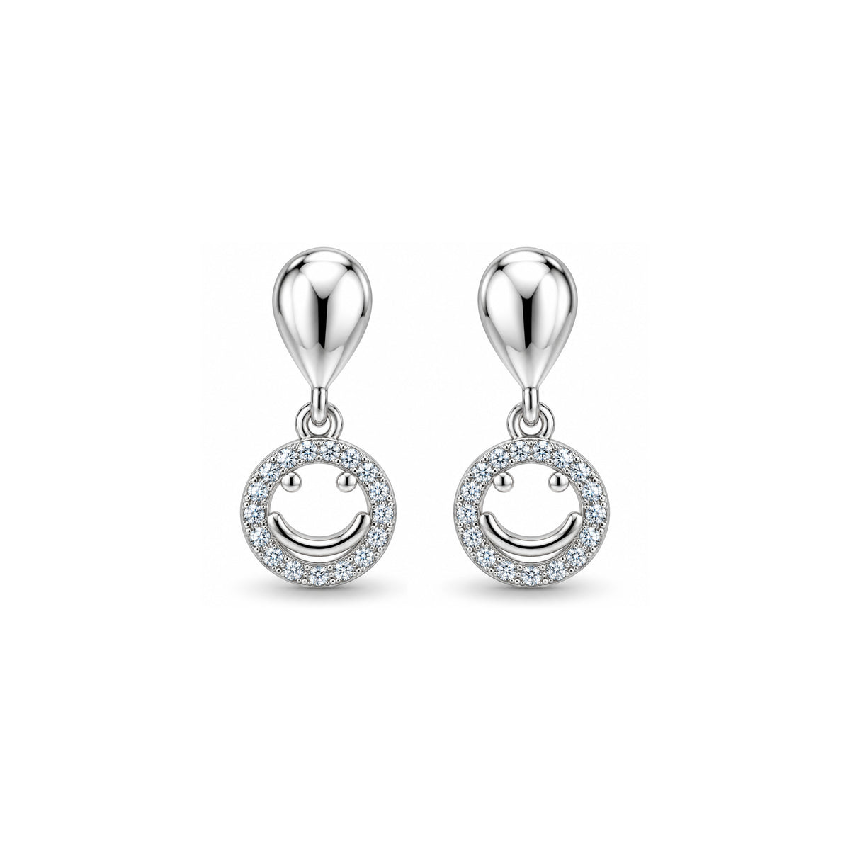 Crystal Smiley Face Sterling Silver Earring