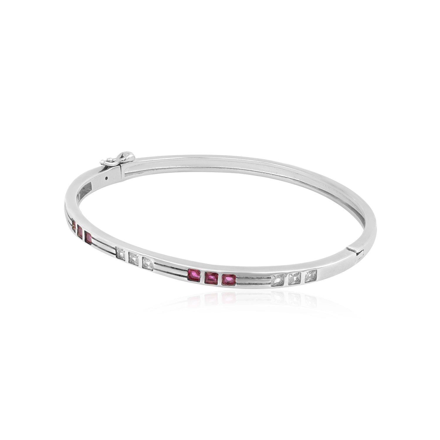 Cubic Ruby  Rhodium Plated Luxe Kada