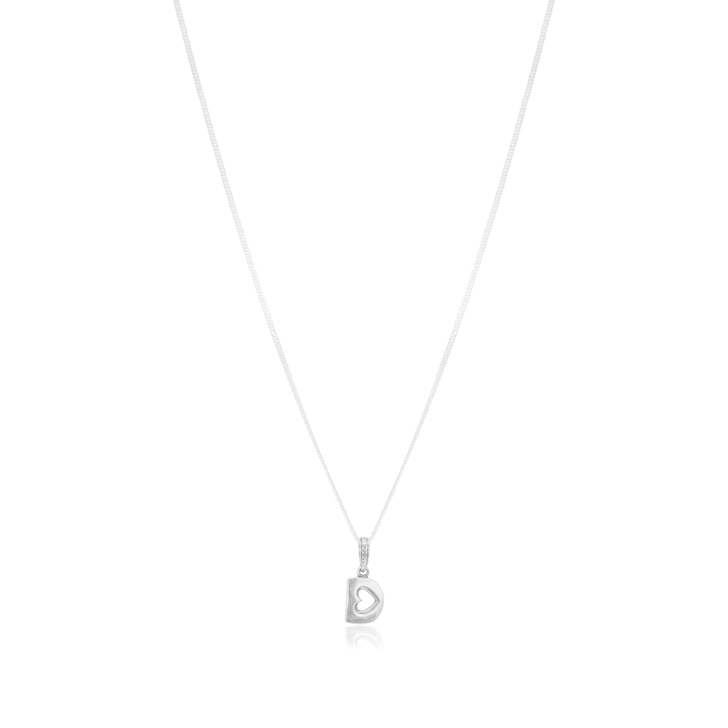 Cup Within Heart Rhodium Plated Chain Pendants