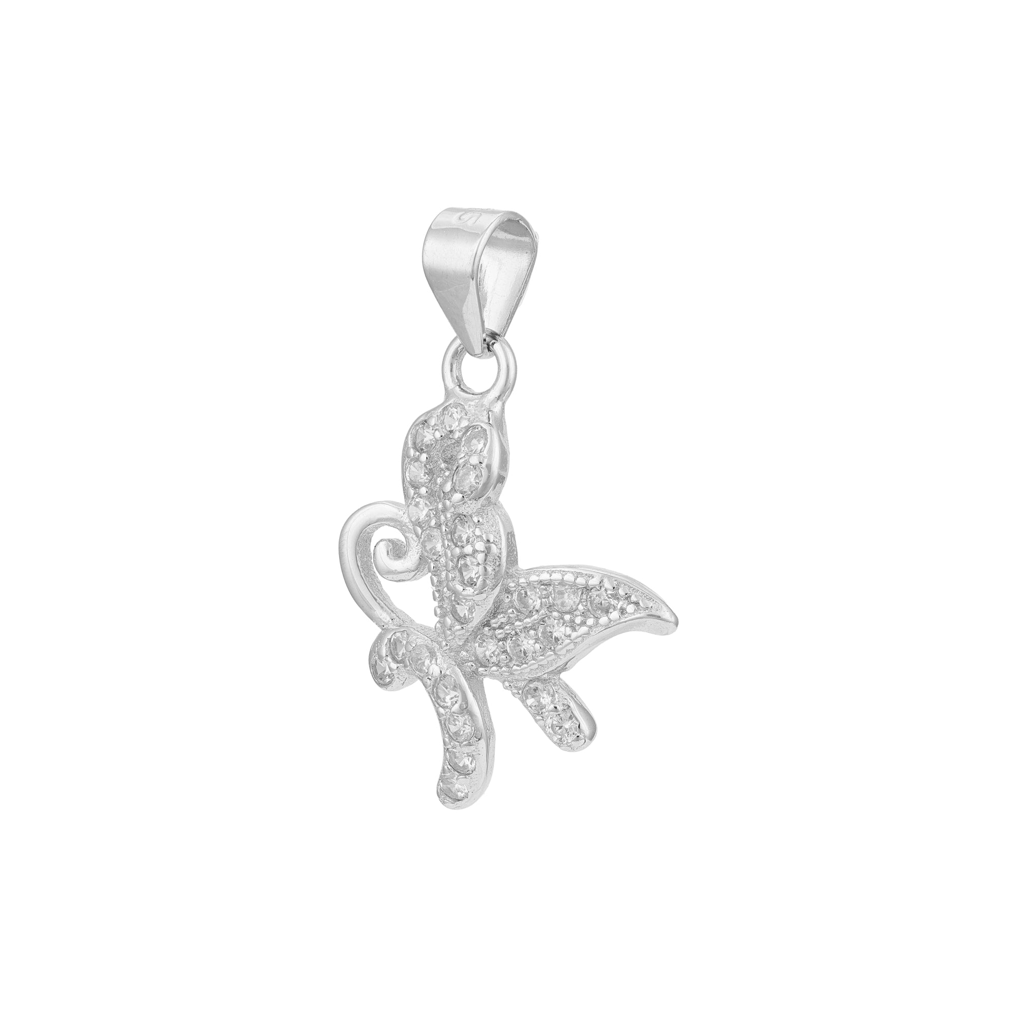 Curved Wing Butterfly Glow 925 Sterling Silver Pendant for Women