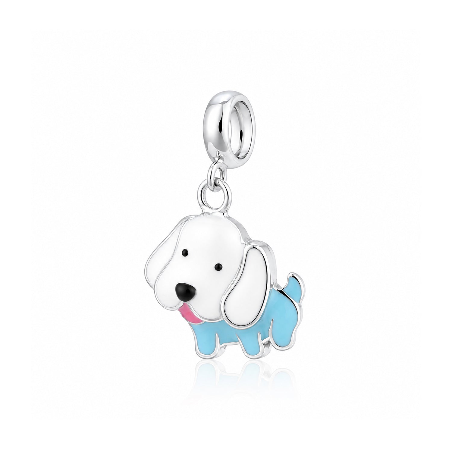Cute Cartoon Puppy Dangle 925 Sterling Silver Charm for Kids