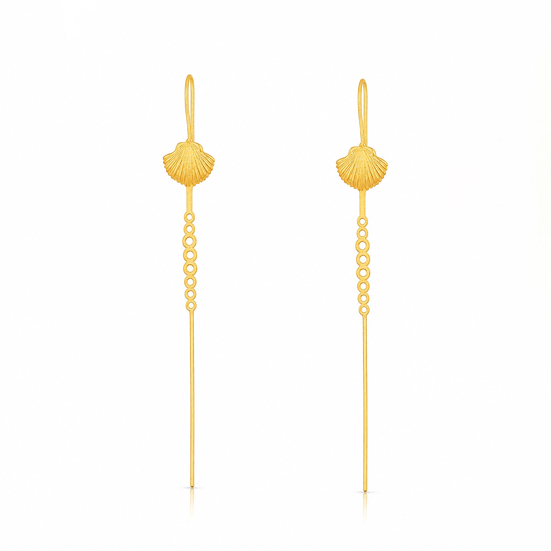 Dainty Seashell Chain 925 Sterling Silver Artistic Earrings