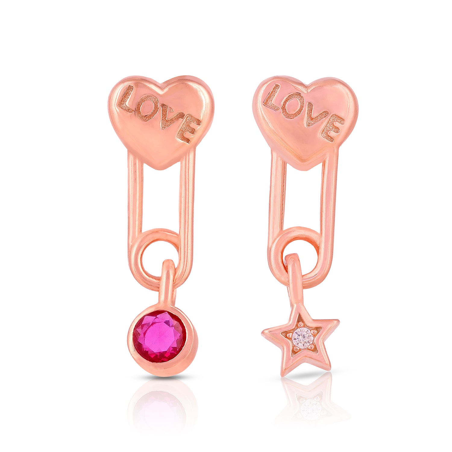 Dangling Love 925 Sterling Silver Rose Heart Earring for Women