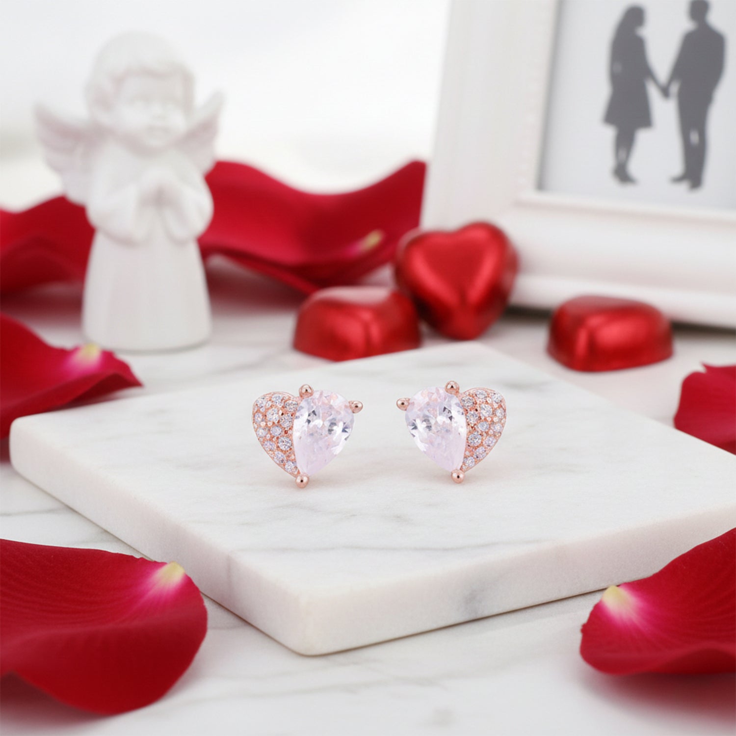 Dazzle Split Heart 925 Sterling Silver Earrings for Women