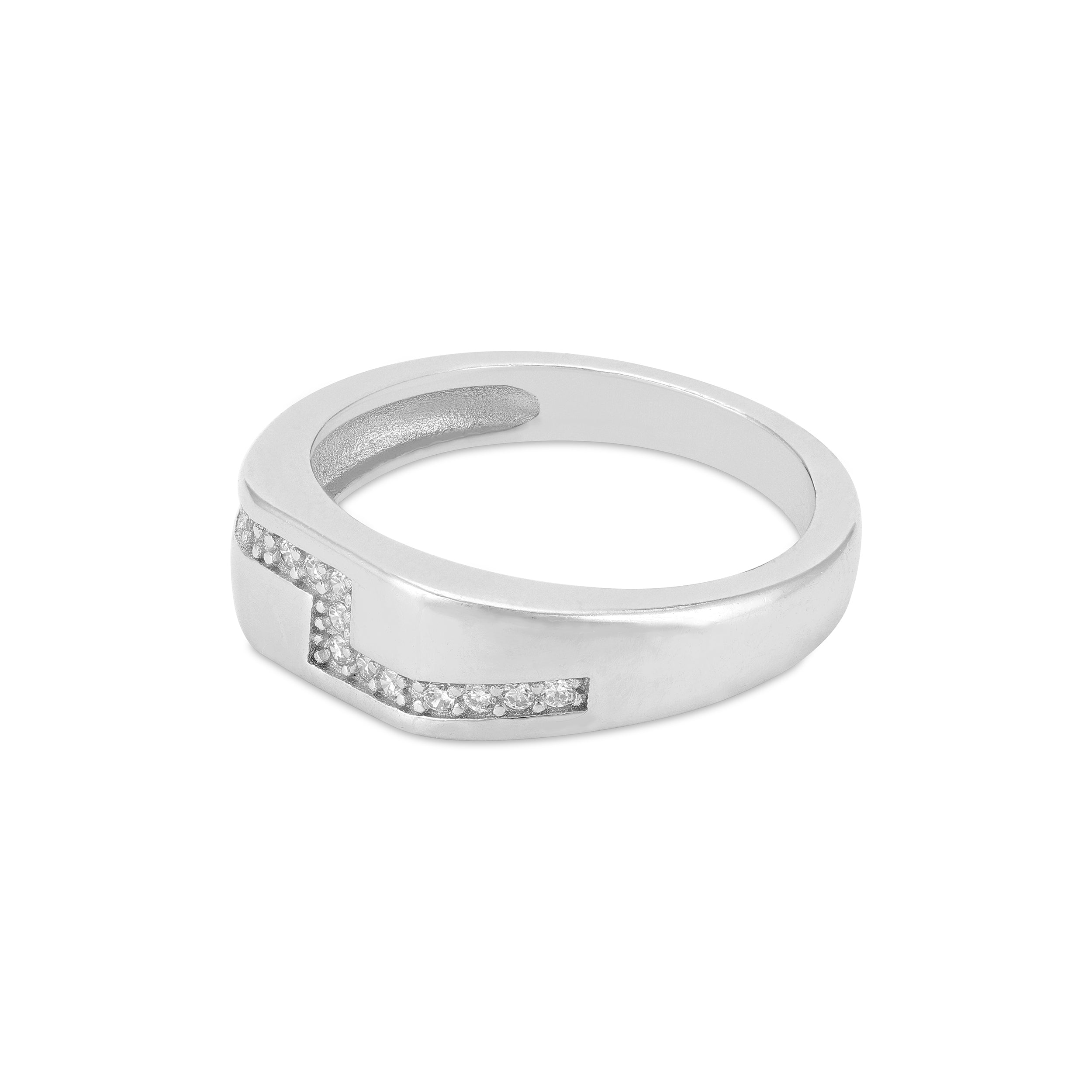 Dazzling Channel White Accent 925 Sterling Silver Ring for Baby
