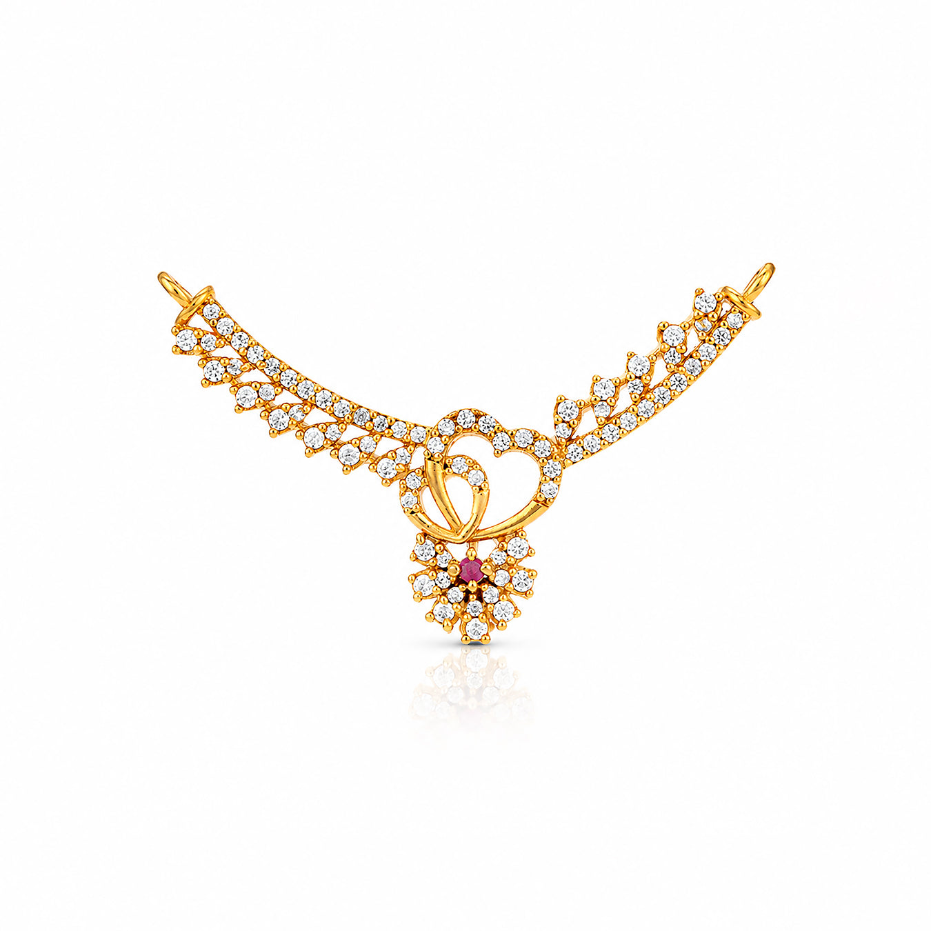 Dazzling Heart Wings 925 Sterling Silver Statement Necklace