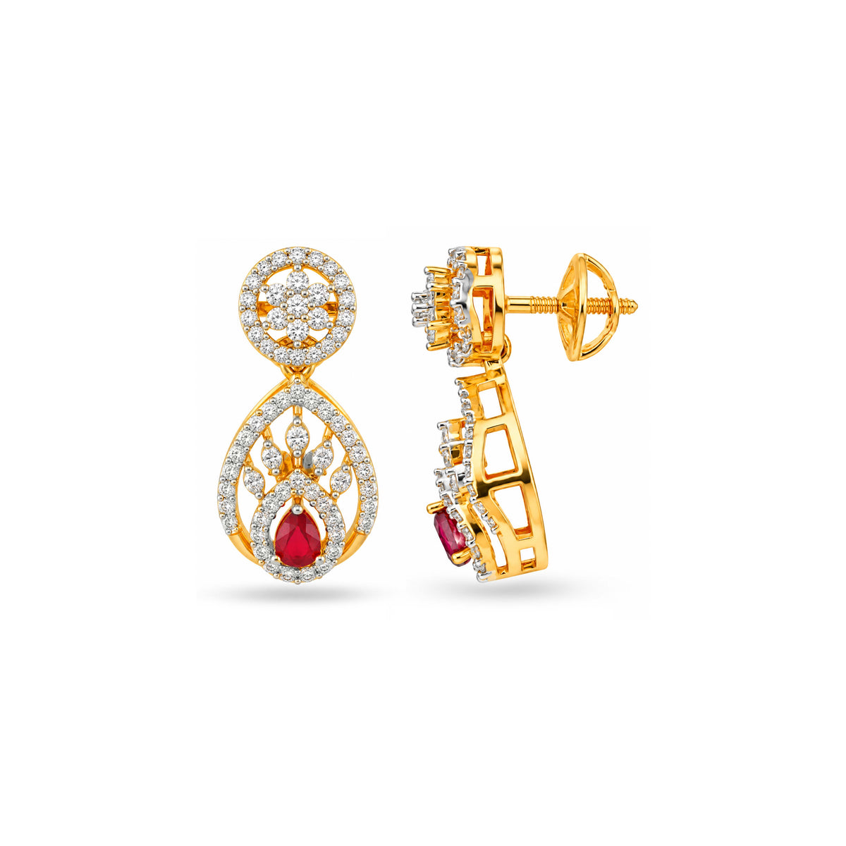 Dazzling Teardrop Red Crystal Sterling Silver Earring